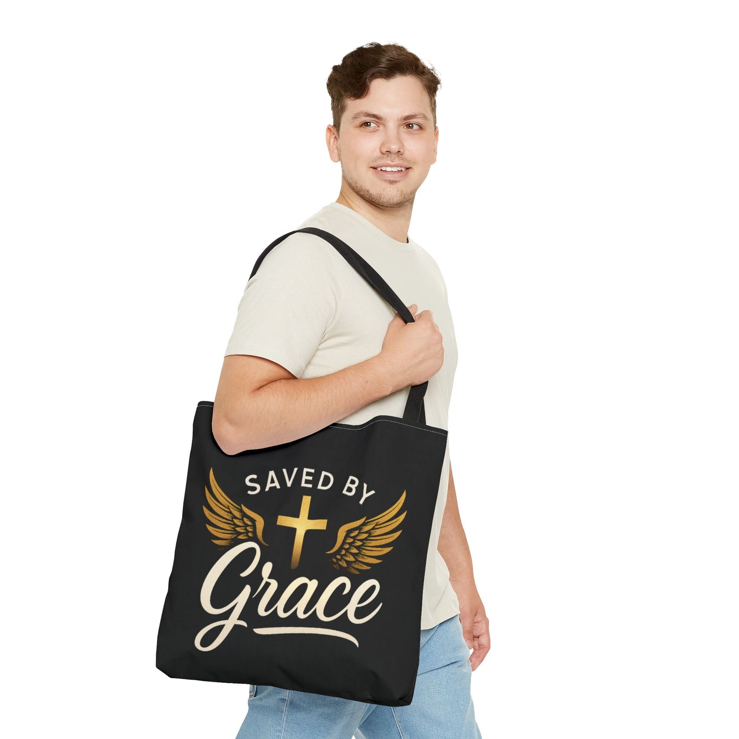 Saved by Grace Tote Bag | Inspirational Christian Gift for Faith, Spiritual Journey, Church Events, Everyday Use, Stylish Carryall