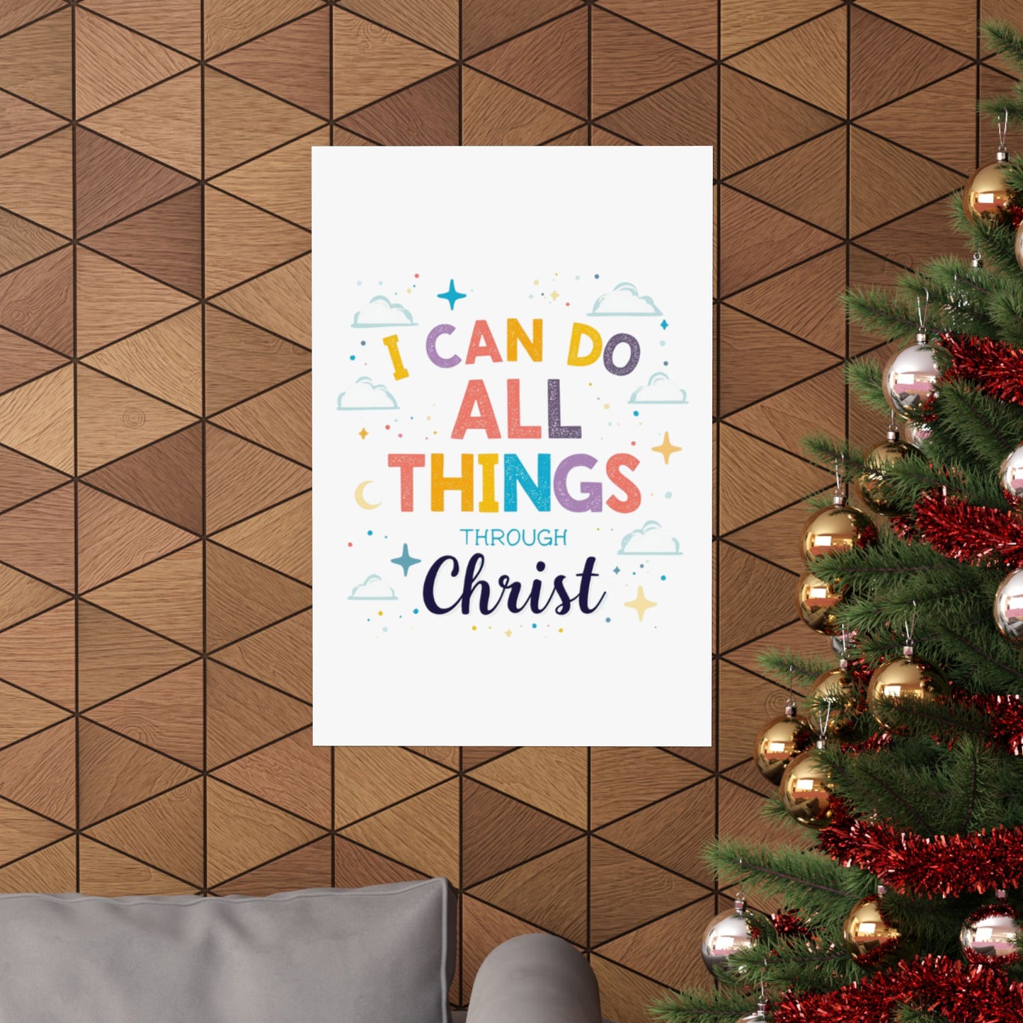 I Can Do All Things Through Christ Poster | Matte Vertical Inspirational Christian Wall Art