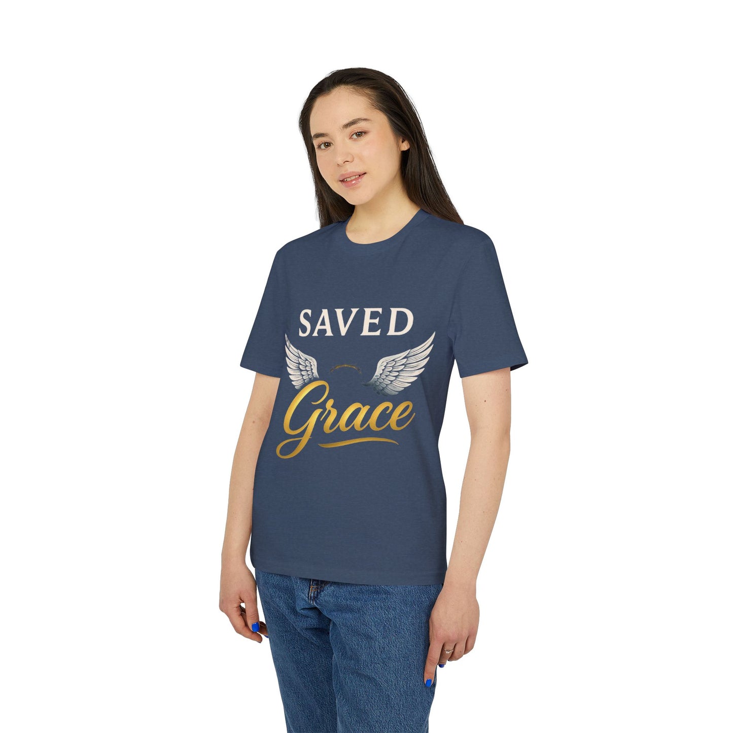 Faith Graphic T-Shirt - Saved Grace with Wings - Christian Gift