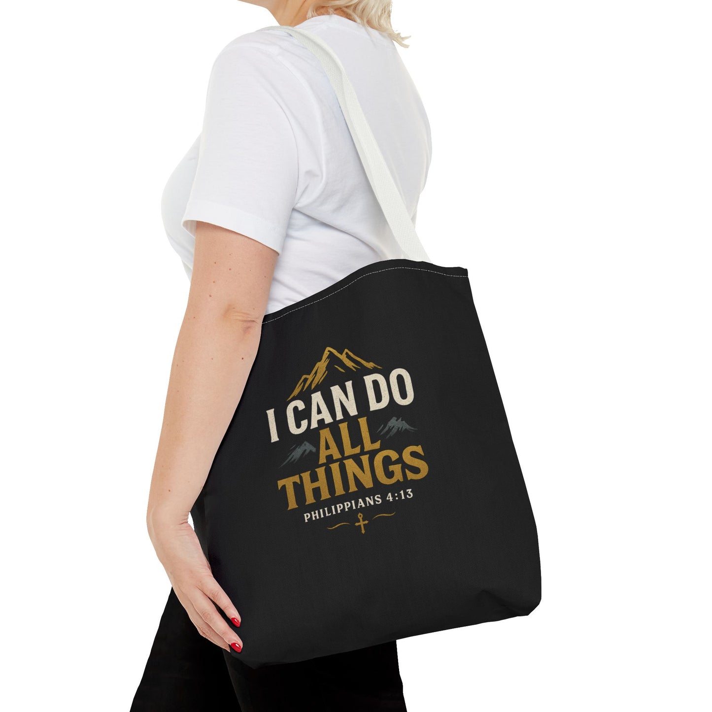 Inspirational Tote Bag with Philippians 4:13 - Motivational Gift for Encouragement, Faith, Bible Quotes, Everyday Use, Church