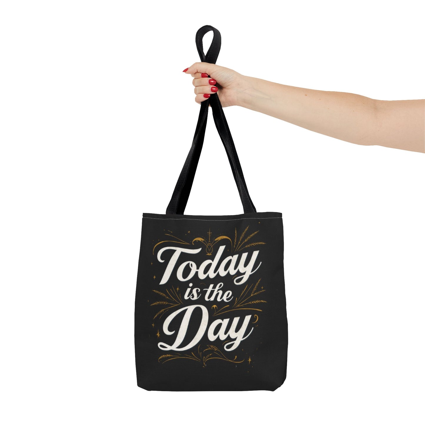 Today Is the Day tote bag | Hand-lettered script, charcoal motivational design
