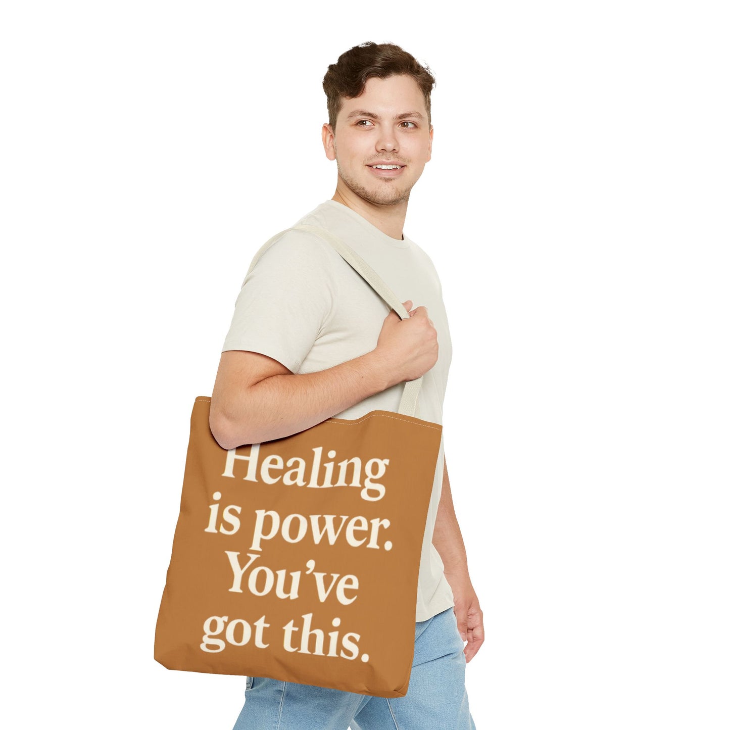 Empowering Healing Tote Bag, Inspirational Market Bag, Motivational Gift, Self-Care Accessory, Supportive Everyday Tote