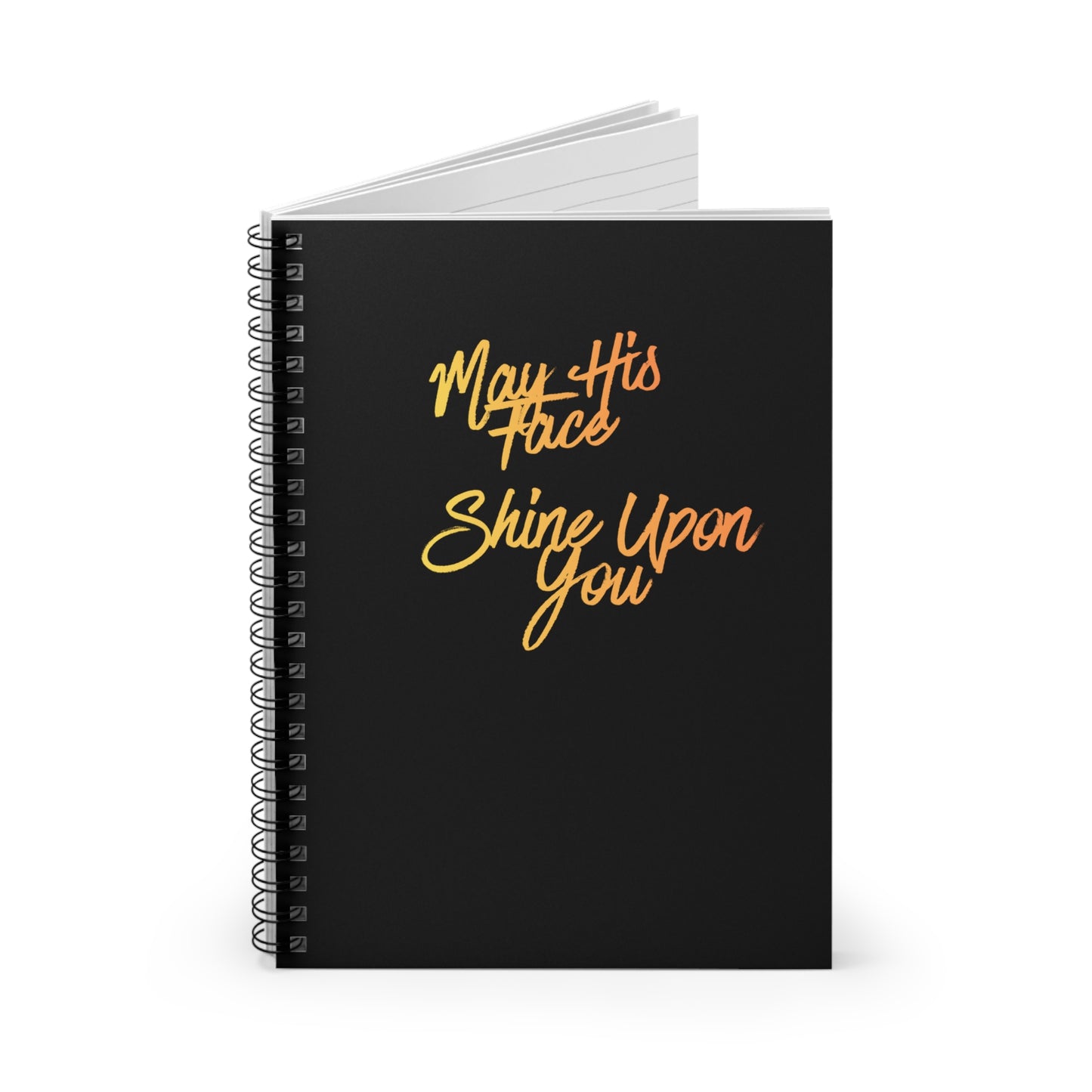 May His Face Shine Upon You Spiral Notebook | 6x8 Ruled Journal, Gold Script