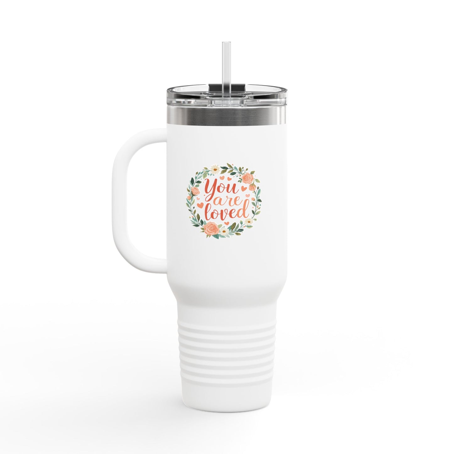 You Are Loved Floral Wreath 40oz Travel Mug | Insulated Tumbler