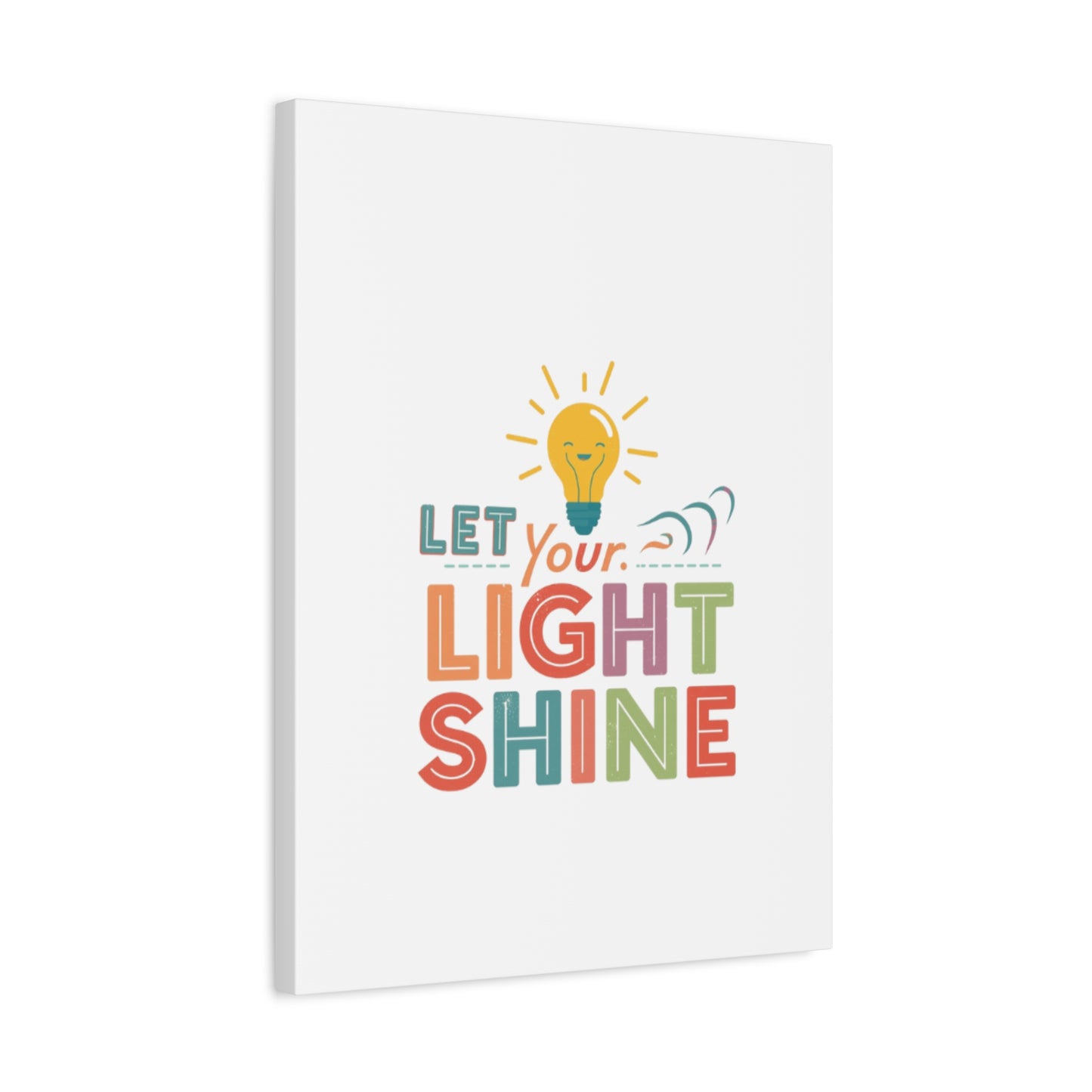 Let Your Light Shine Canvas Print | Smiling Lightbulb Wall Art