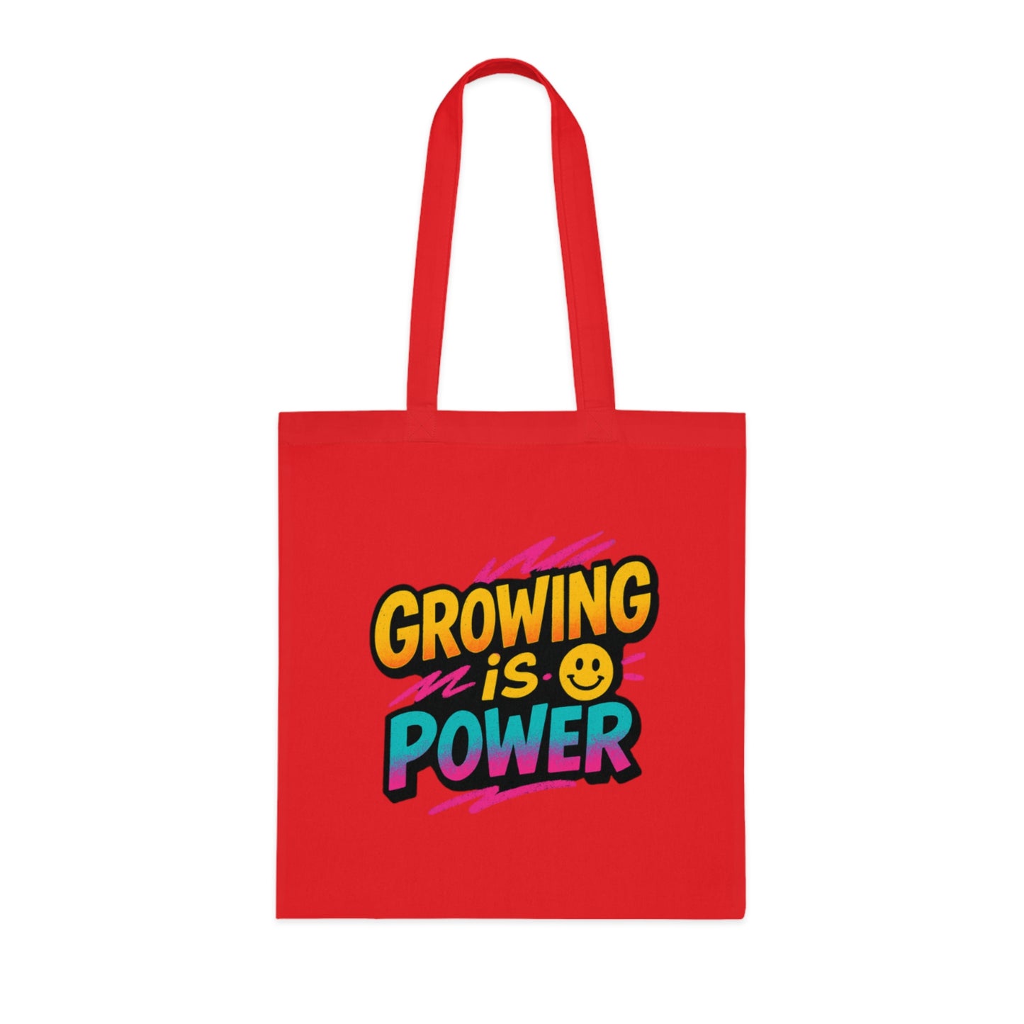 Empowering Cotton Tote Bag - "Growing is Power" - Eco-Friendly, Reusable, Gift for Students, Motivational, Everyday Use