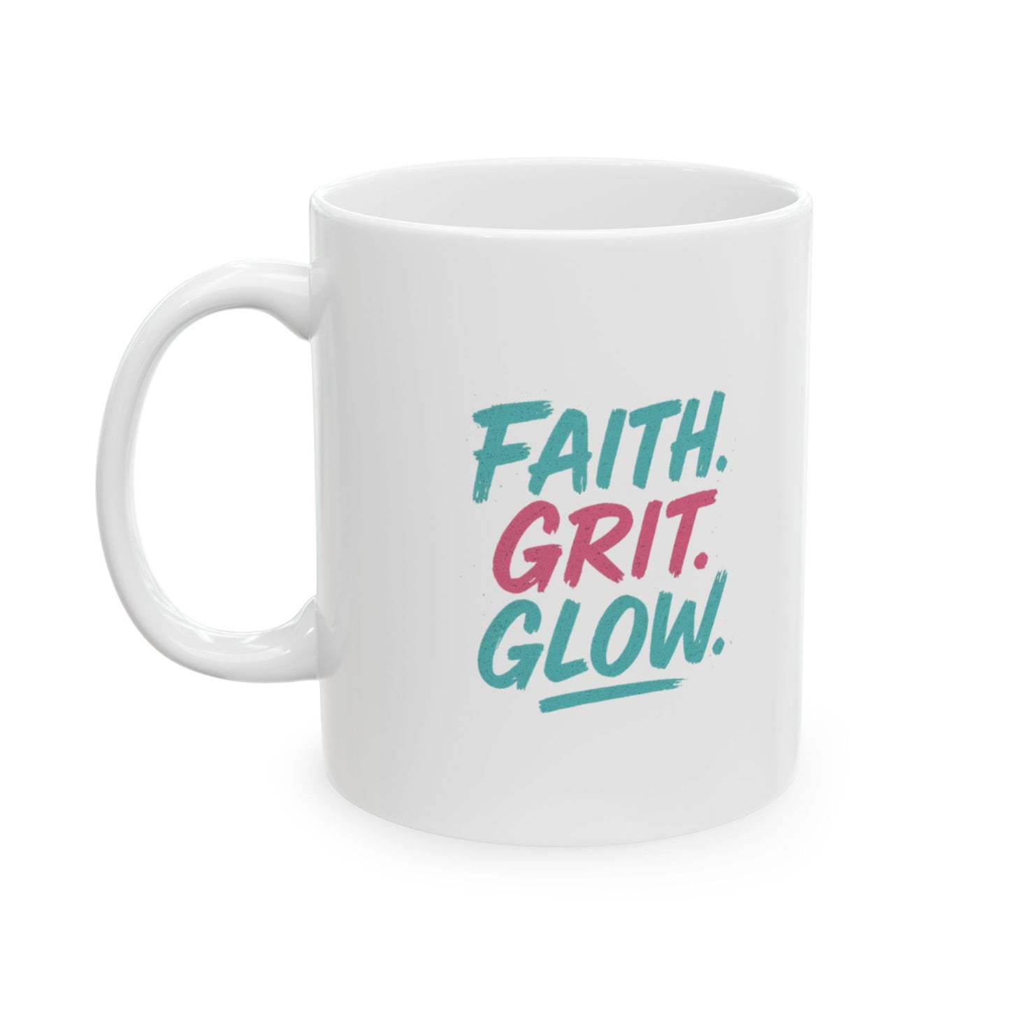 Inspirational Ceramic Mug - Faith, Gratitude, Growth - Motivational Coffee Cup for Home, Office, Gifts, Self-Care