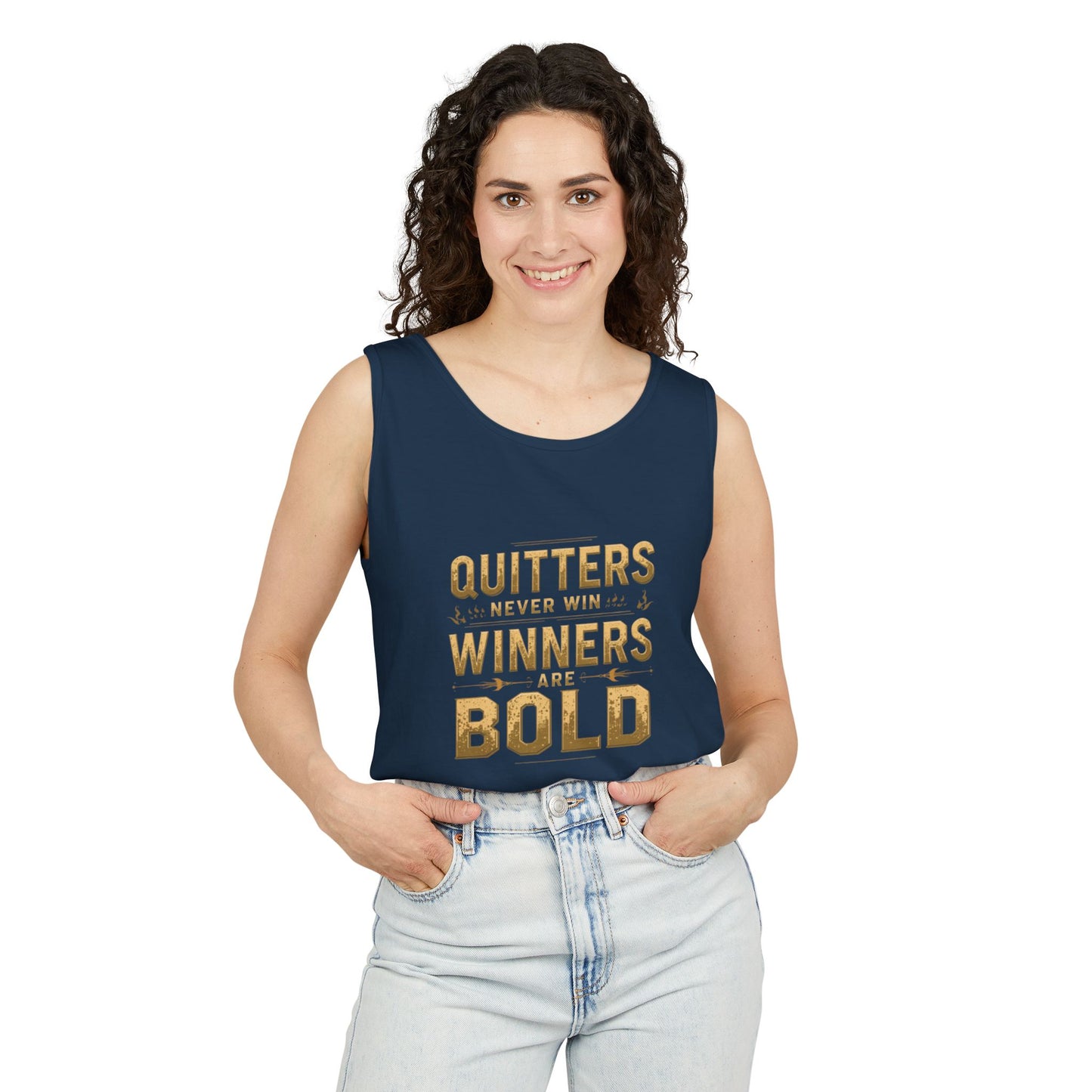 Quitters Never Win Winners Are Bold Tank Top | Motivational Typography