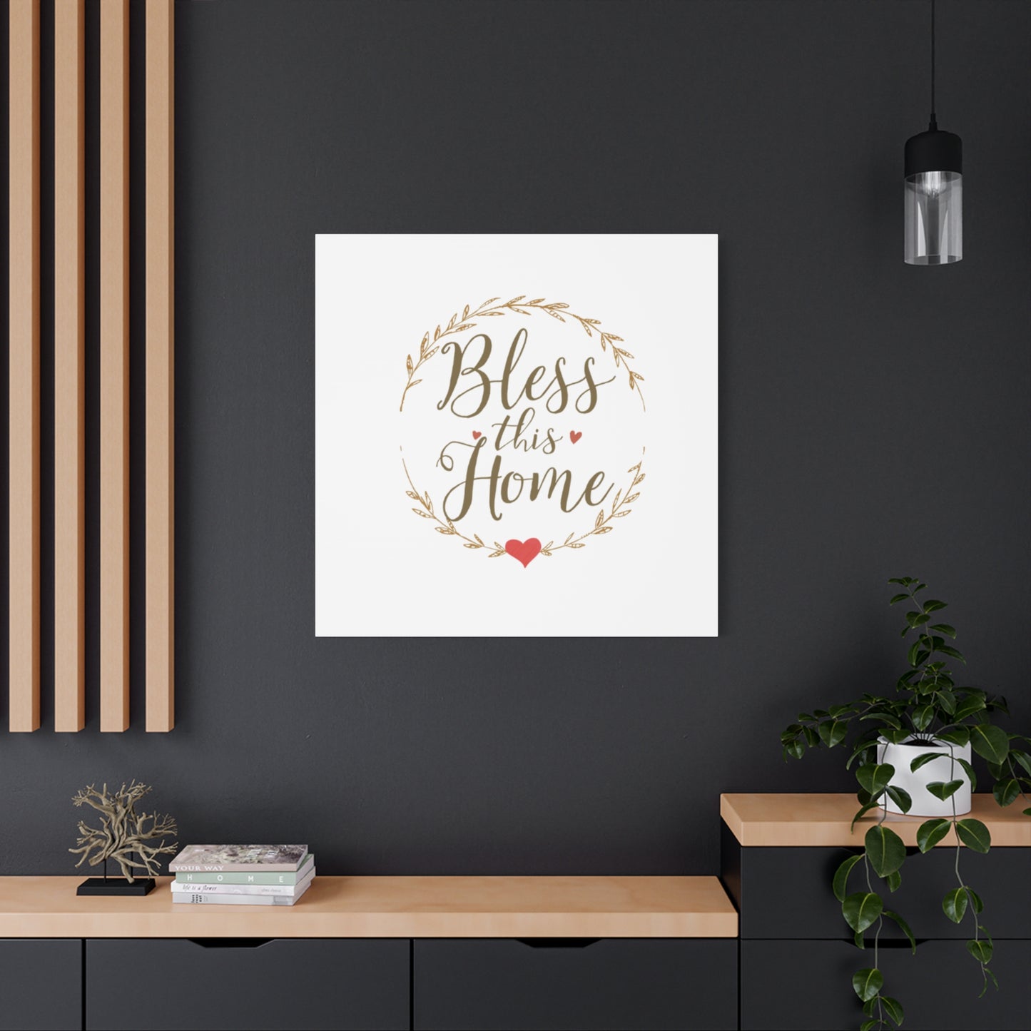 Bless This Home laurel wreath wall art Canvas | Matte Stretched 1.25"