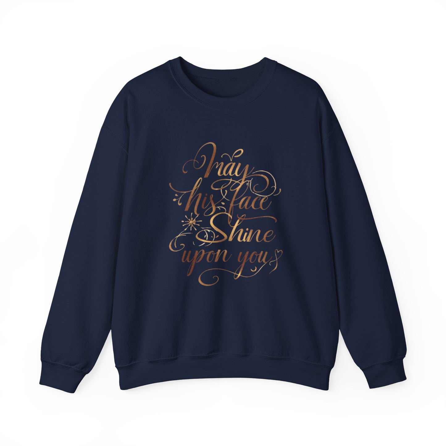 May His Face Shine Upon You Crewneck Sweatshirt | Faith Blessing Script