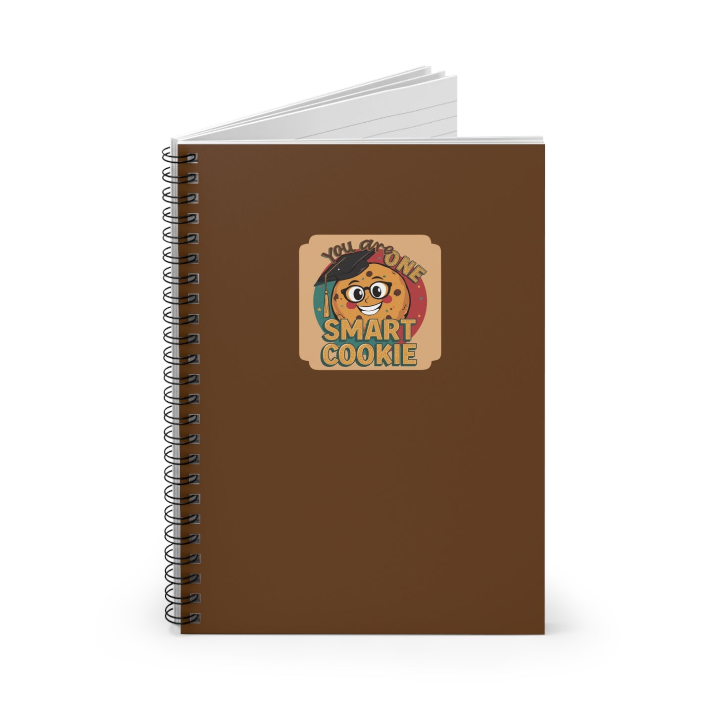 Smart Cookie Illustration Spiral Notebook | Retro Brown 6x8 Ruled Journal