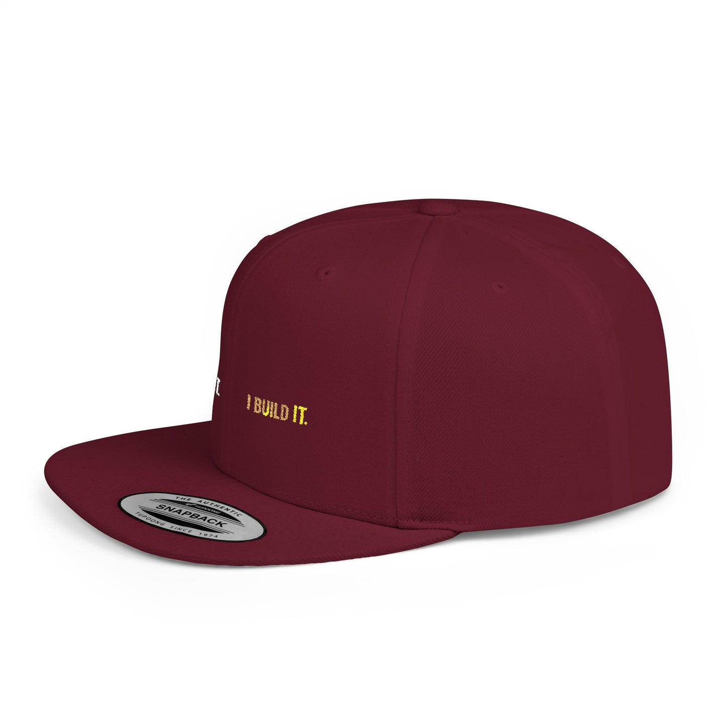 Snapback Hat Minimal 'I see It. I Build It' Embroidered Flat Bill Cap