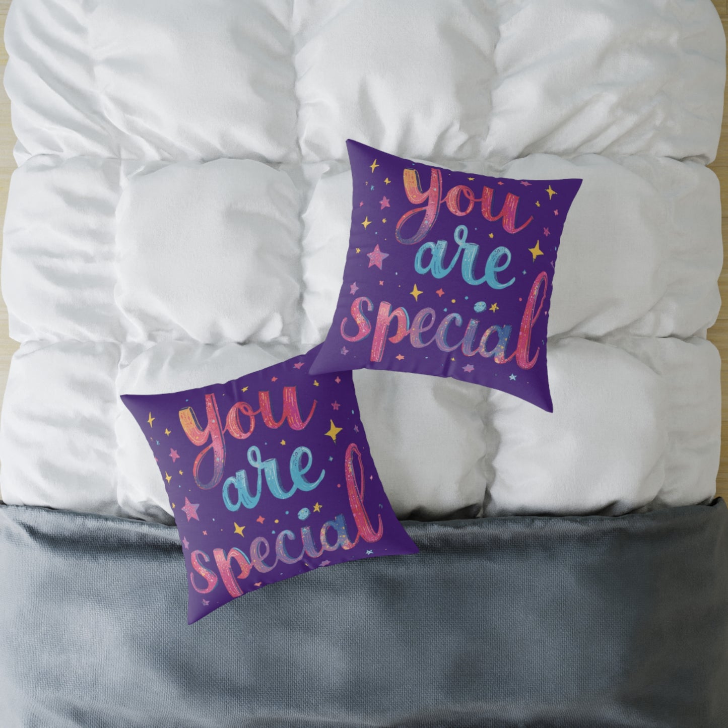 You Are Special pillow | Square Poly Canvas Pillow, inspirational typography