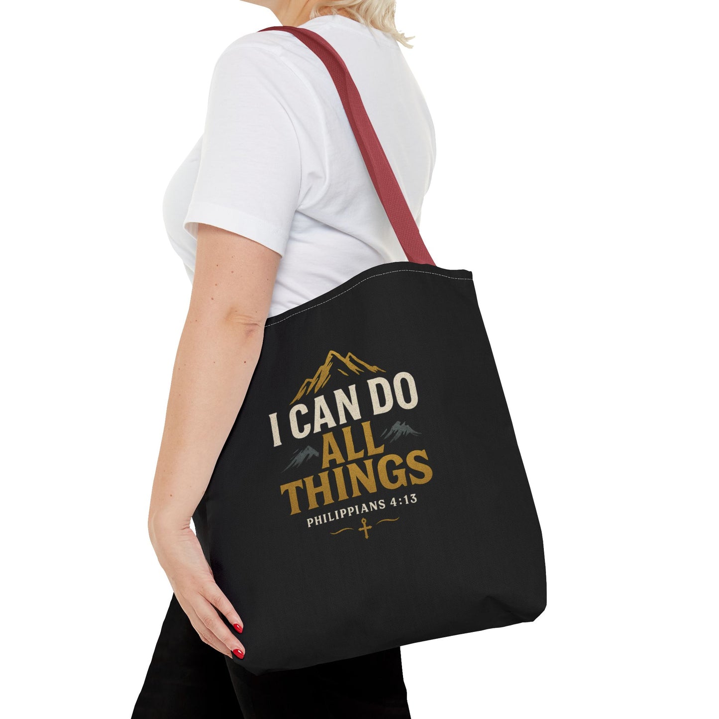 Inspirational Tote Bag with Philippians 4:13 - Motivational Gift for Encouragement, Faith, Bible Quotes, Everyday Use, Church
