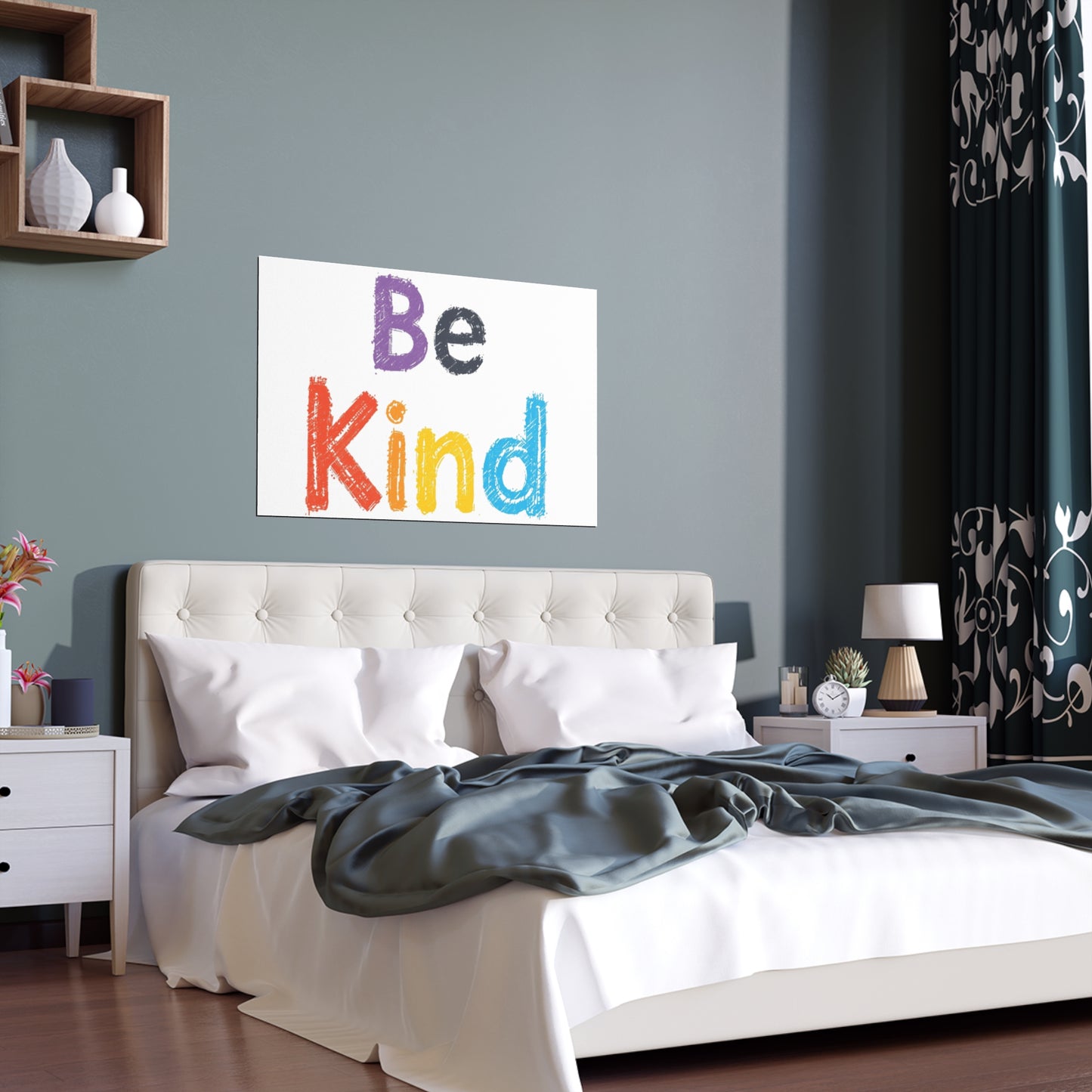 Be Kind colorful typography Poster | Silk Wall Art