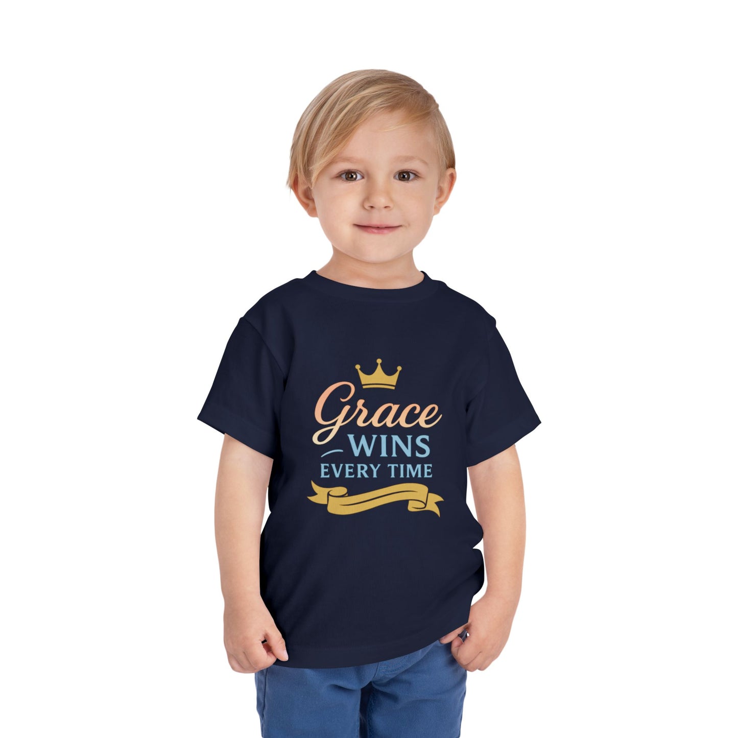 Toddler Short Sleeve Tee - "Grace Wins Every Time" Inspirational Kids T-Shirt, Perfect for Birthdays, Playdates, Baby Showers, Gifts, [...]
