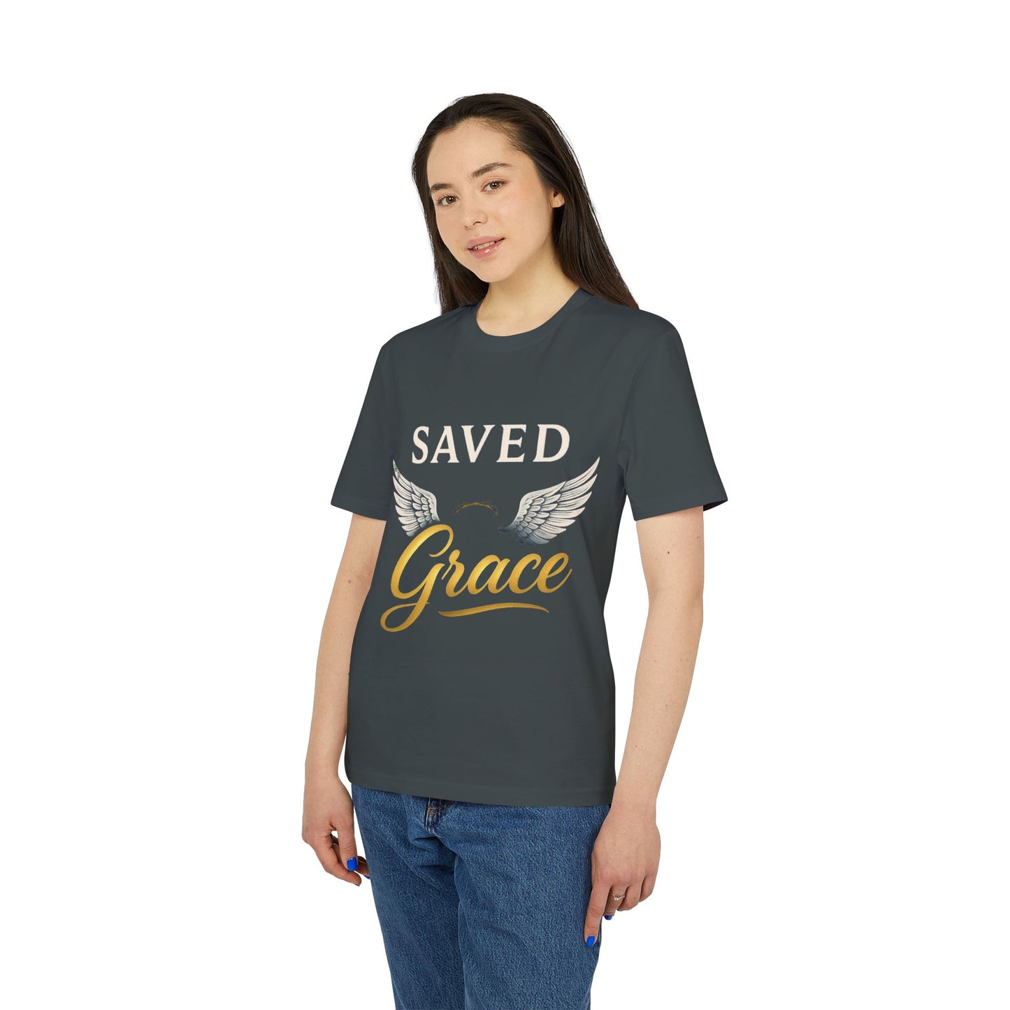 Faith Graphic T-Shirt - Saved Grace with Wings - Christian Gift