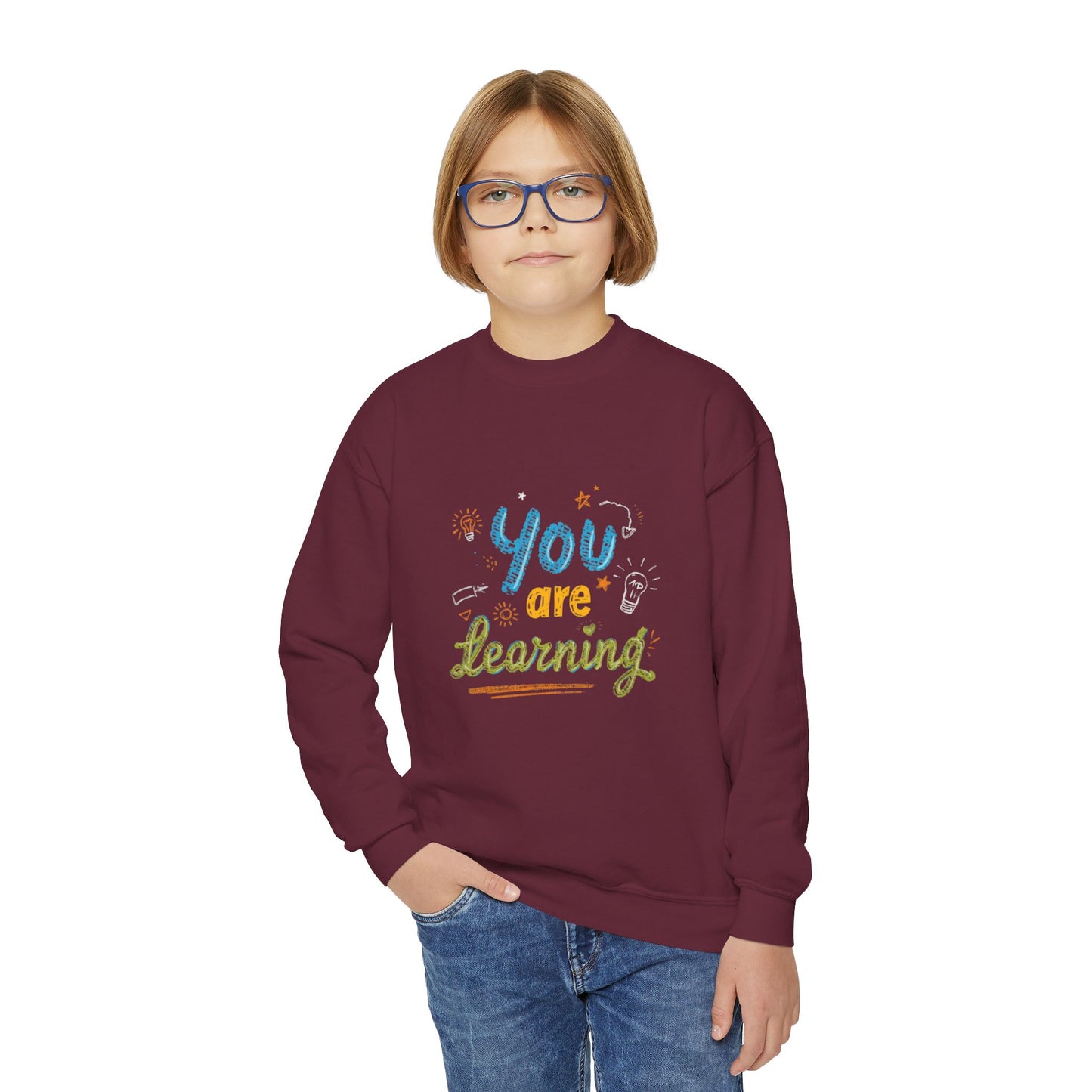 You Are Learning hand-lettered kids sweatshirt | Youth Crewneck Sweatshirt