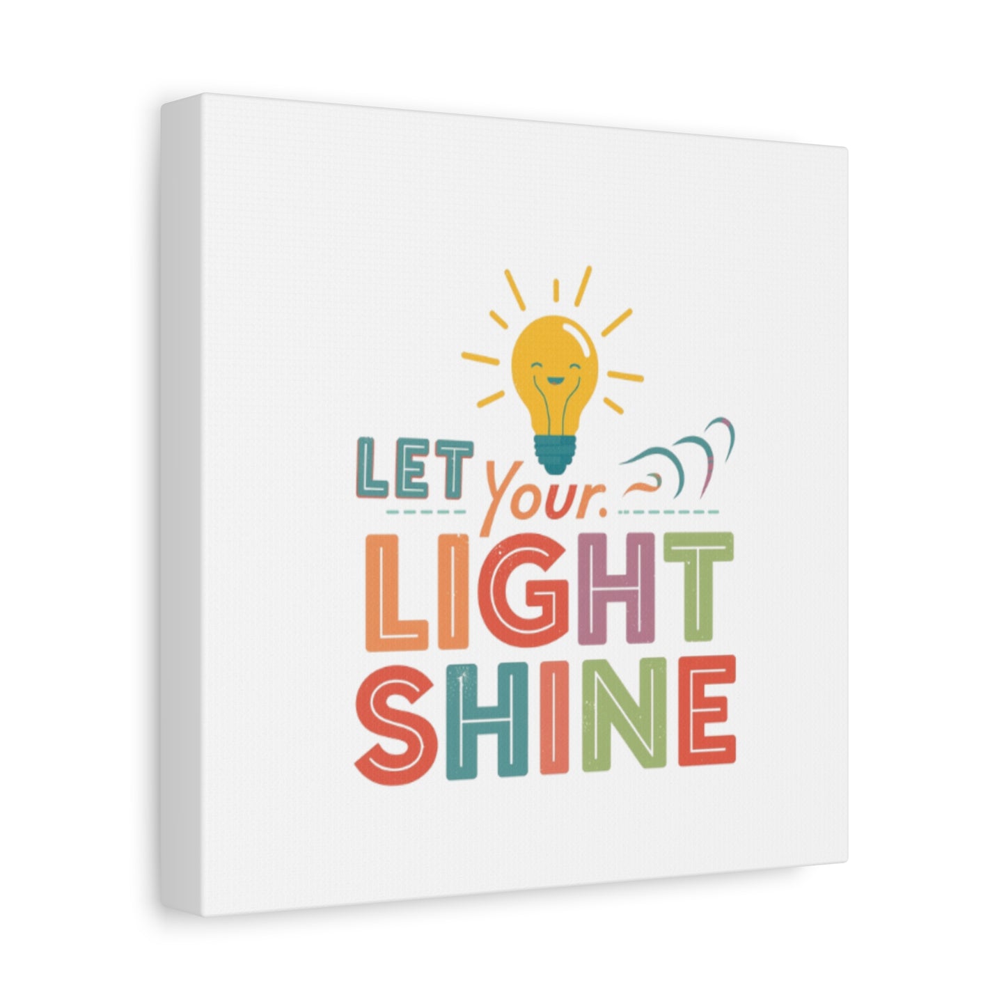 Let Your Light Shine Canvas Print | Smiling Lightbulb Wall Art