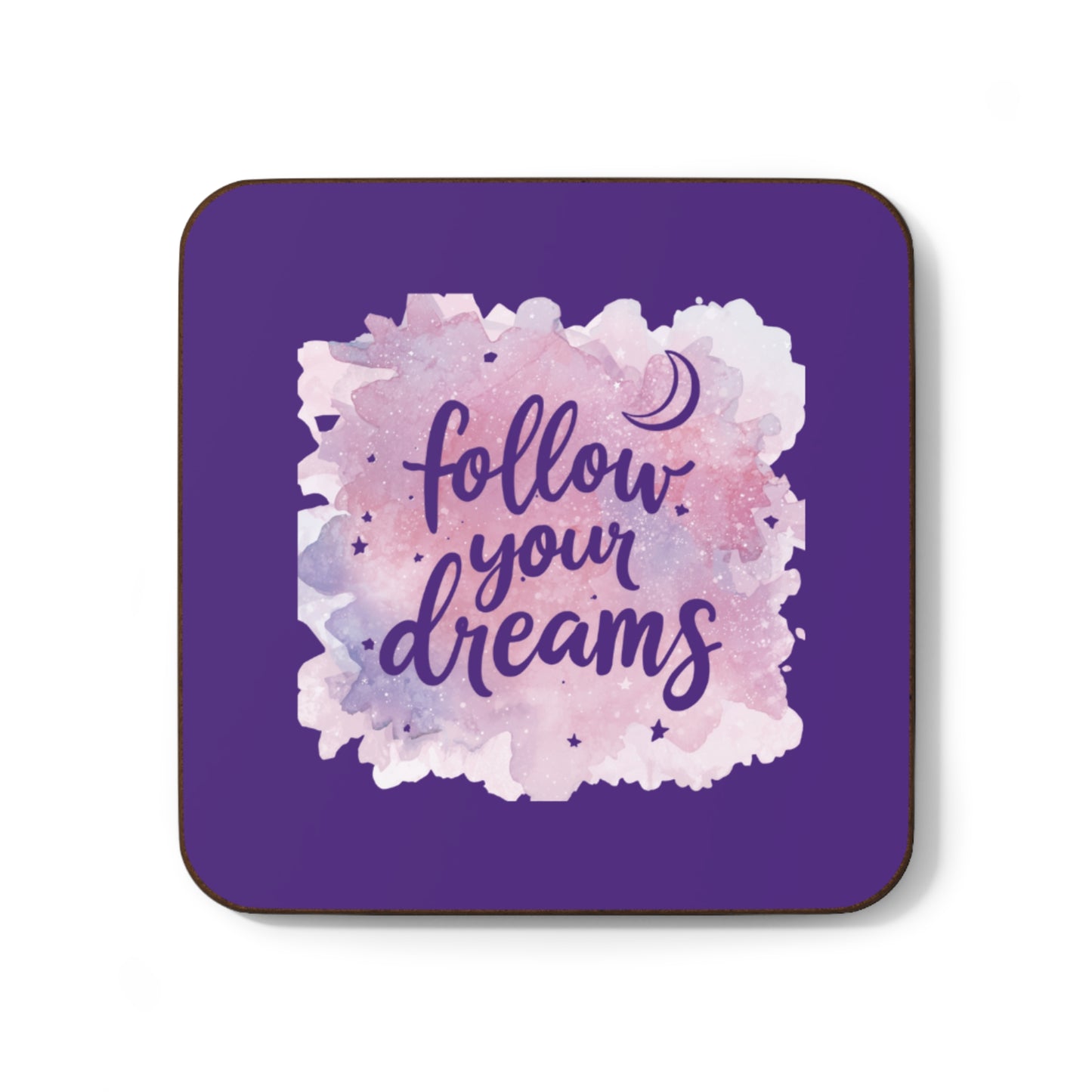 Follow Your Dreams watercolor moon coaster | Hardboard Back Coaster