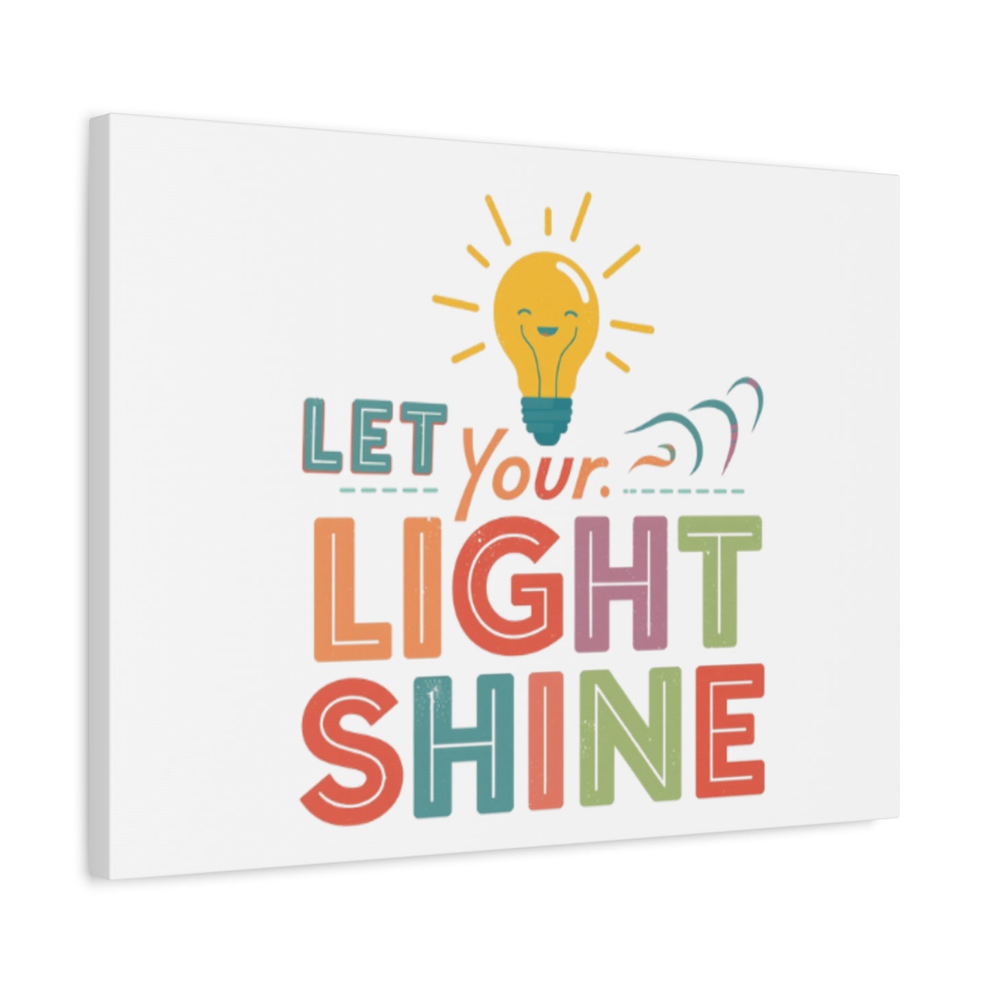 Let Your Light Shine Canvas Print | Smiling Lightbulb Wall Art