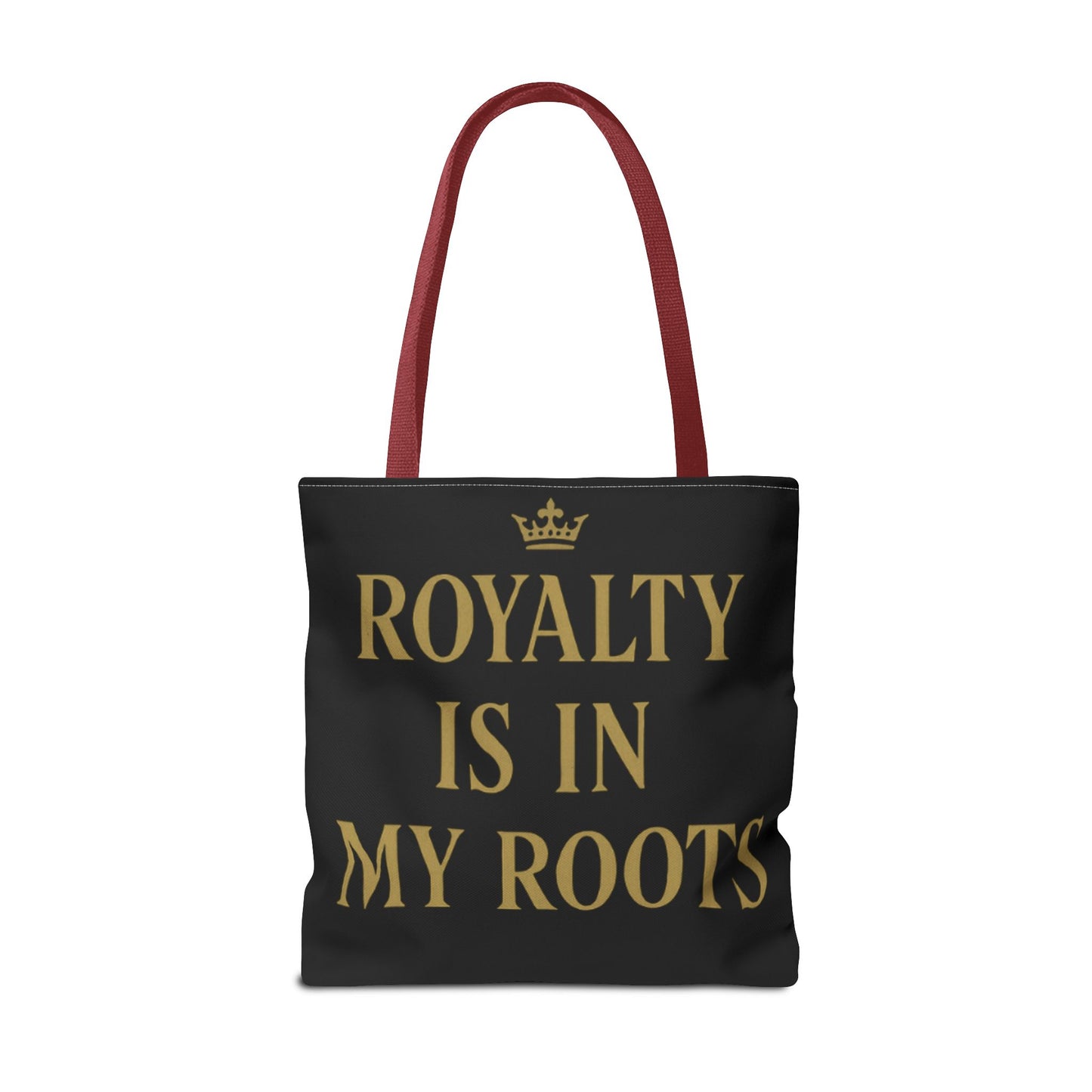 Royalty Is in My Roots Tote Bag - Stylish Eco-Friendly Carryall, Perfect Gift for Her, Black Gold Design, Daily Use, Travel Bag