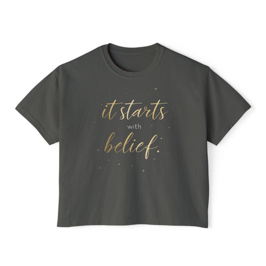 It Starts With Belief tee | Inspirational Script Shirt, Motivational Typography