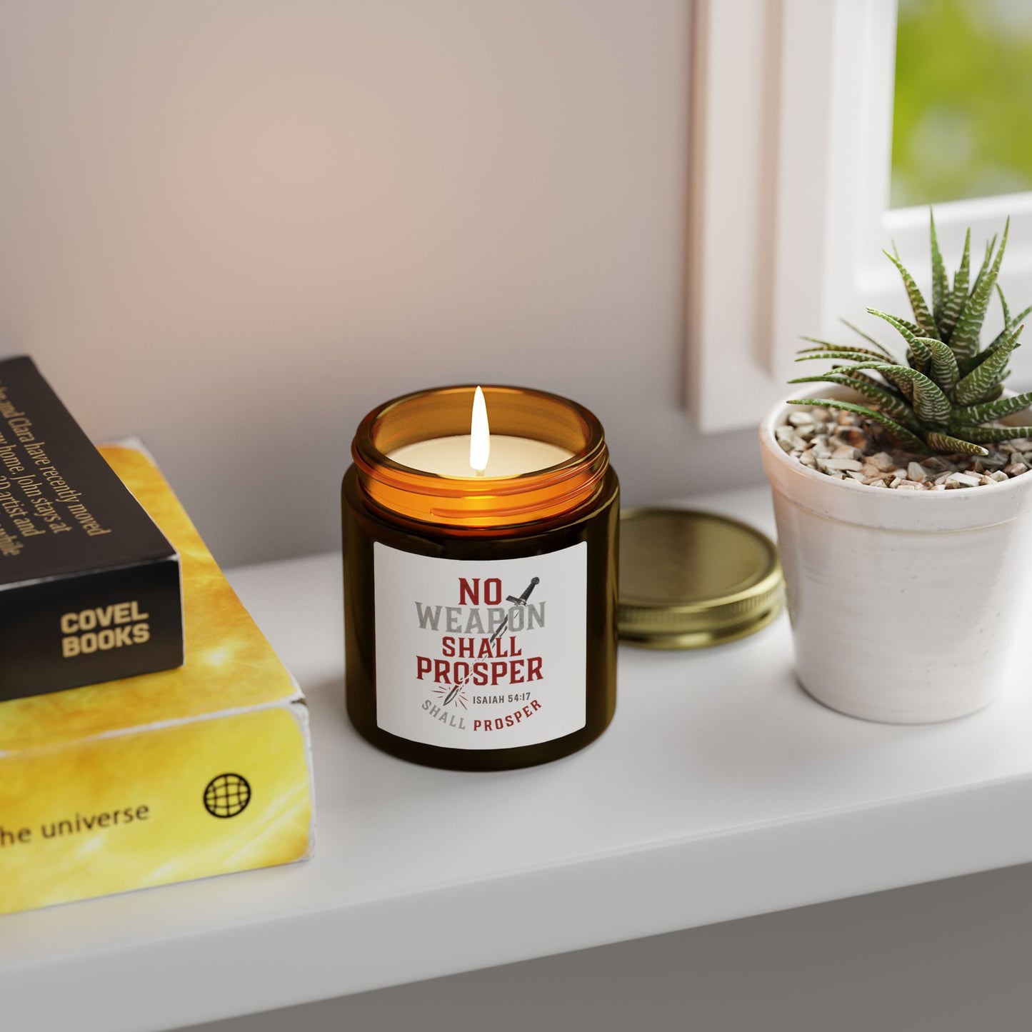 Inspirational Scented Candle - No Weapon Shall Prosper, Motivational Gift for Home, Relaxation, Self-Care, Spiritual, Prayer