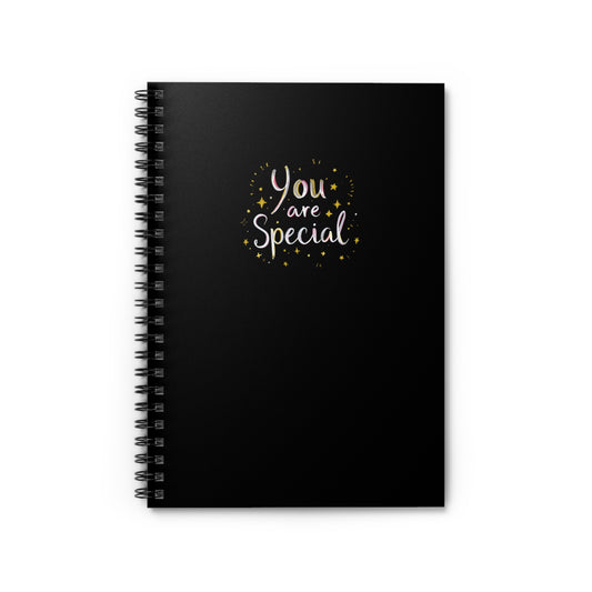 You Are Special spiral notebook | ruled lined journal, black cover, handwritten script