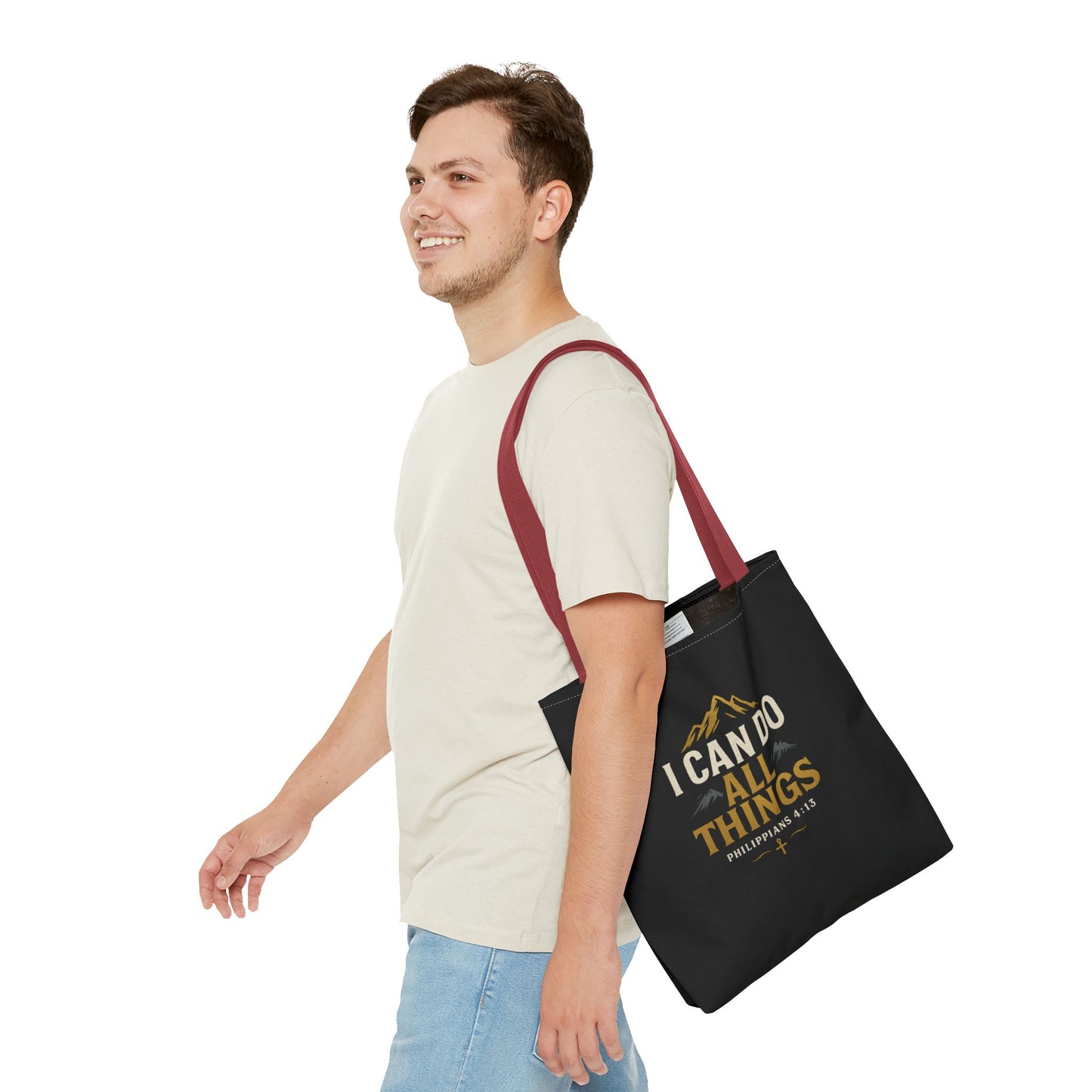 Inspirational Tote Bag with Philippians 4:13 - Motivational Gift for Encouragement, Faith, Bible Quotes, Everyday Use, Church