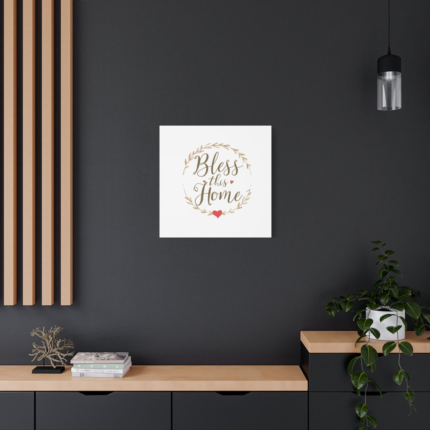 Bless This Home laurel wreath wall art Canvas | Matte Stretched 1.25"