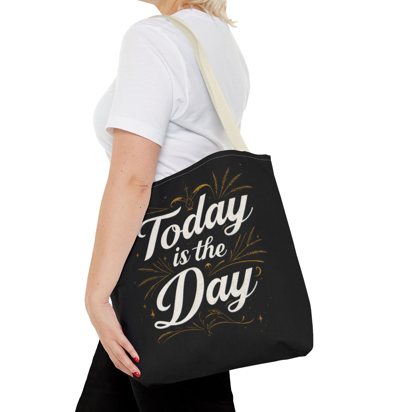 Today Is the Day tote bag | Hand-lettered script, charcoal motivational design