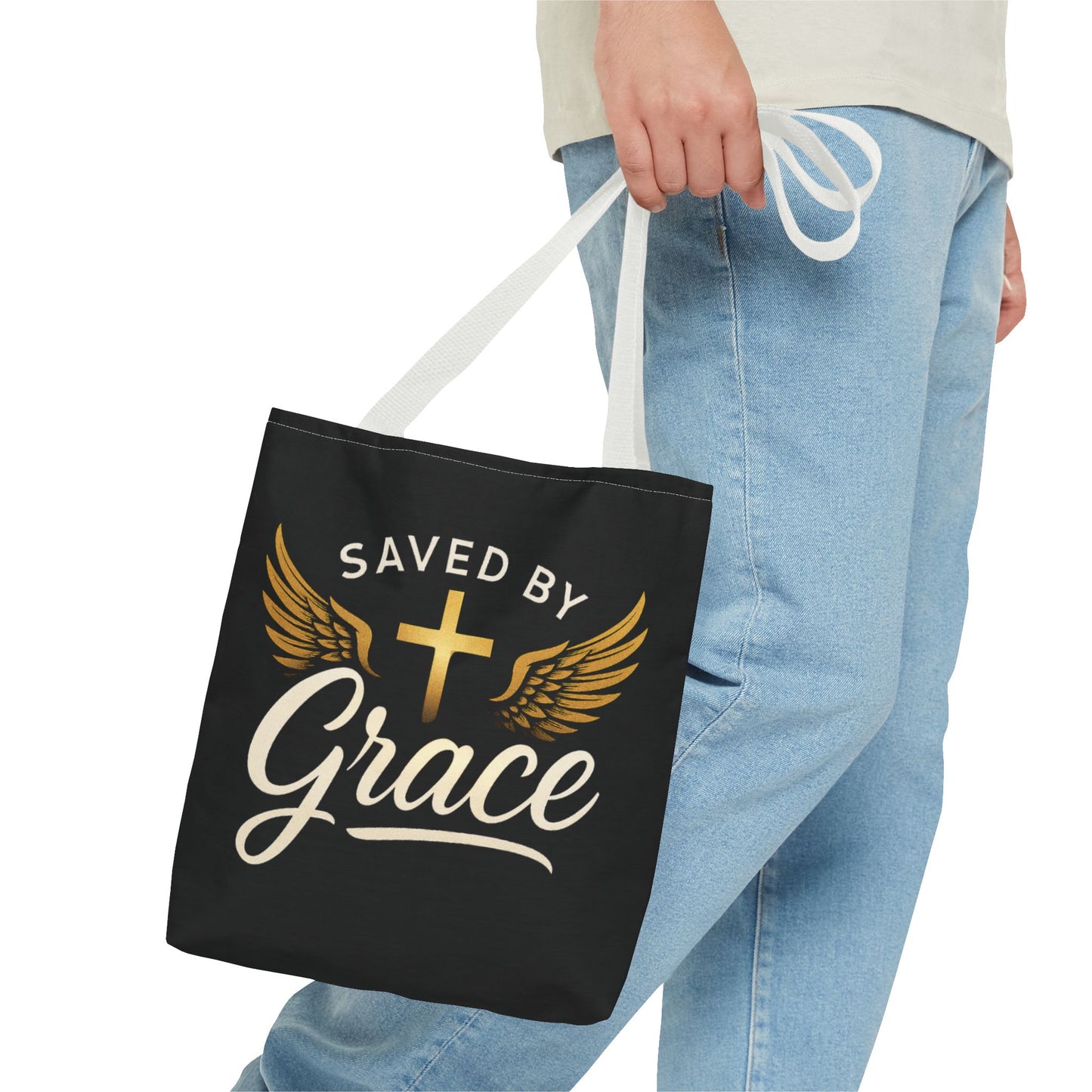 Saved by Grace Tote Bag | Inspirational Christian Gift for Faith, Spiritual Journey, Church Events, Everyday Use, Stylish Carryall