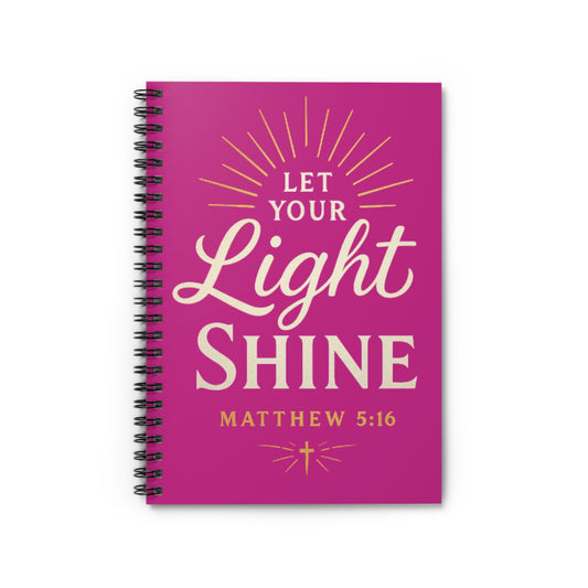 Inspirational Notebook - Let Your Light Shine, Christian Gifts, Motivational Journal, Back to School