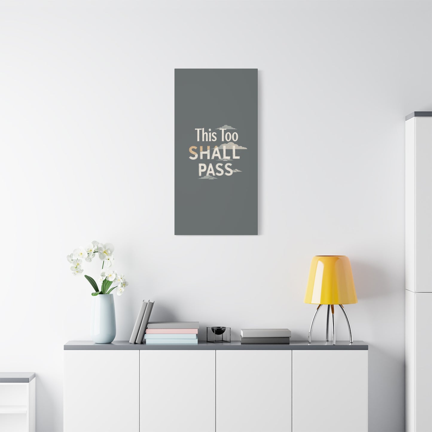 This Too Shall Pass Matte Canvas Print, Stretched Wall Art | Calming Hand-Lettered Typography