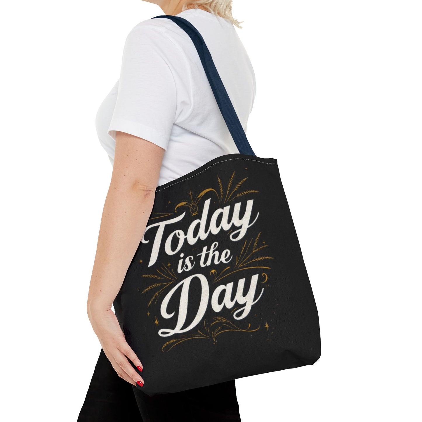 Today Is the Day tote bag | Hand-lettered script, charcoal motivational design