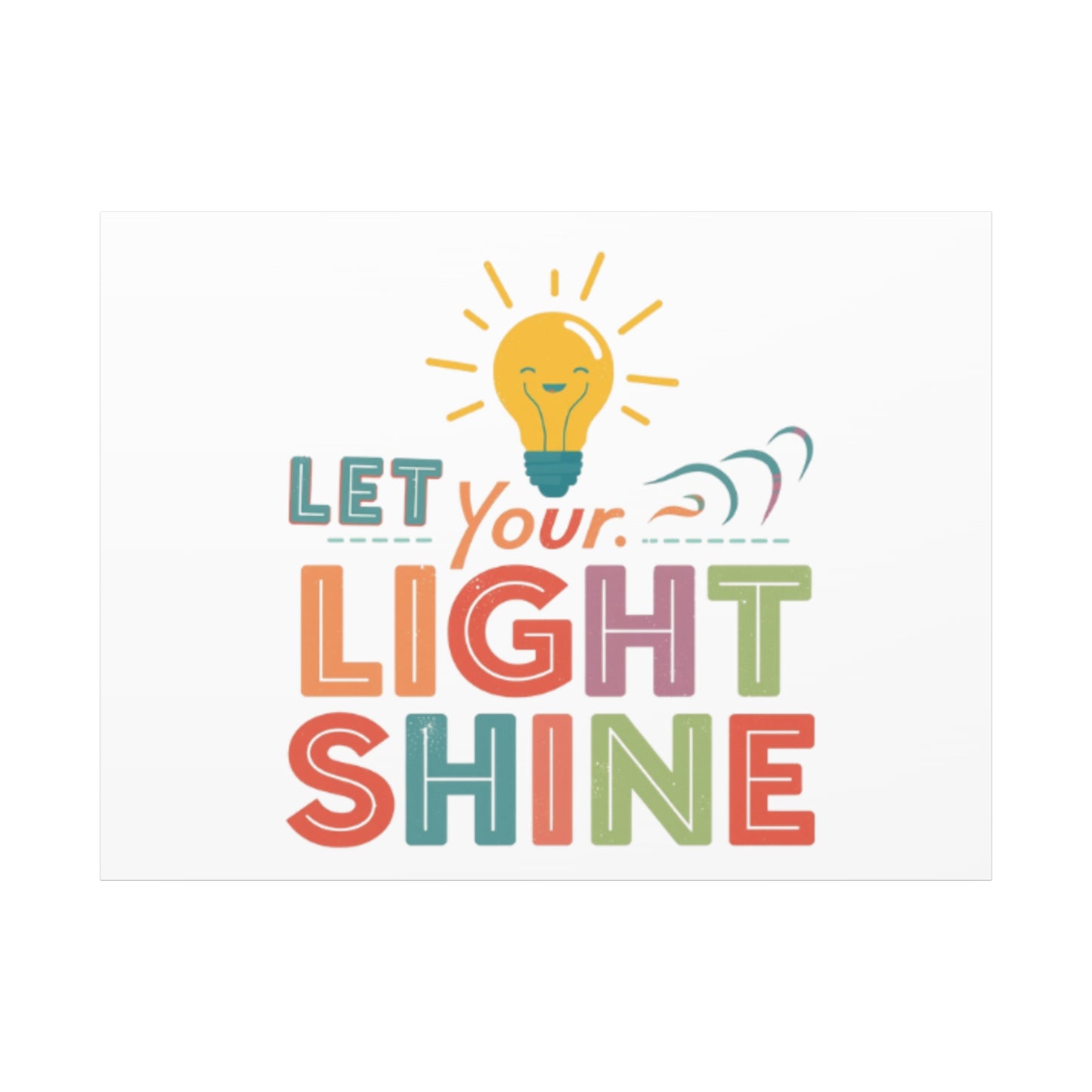 Let Your Light Shine Canvas Print | Smiling Lightbulb Wall Art