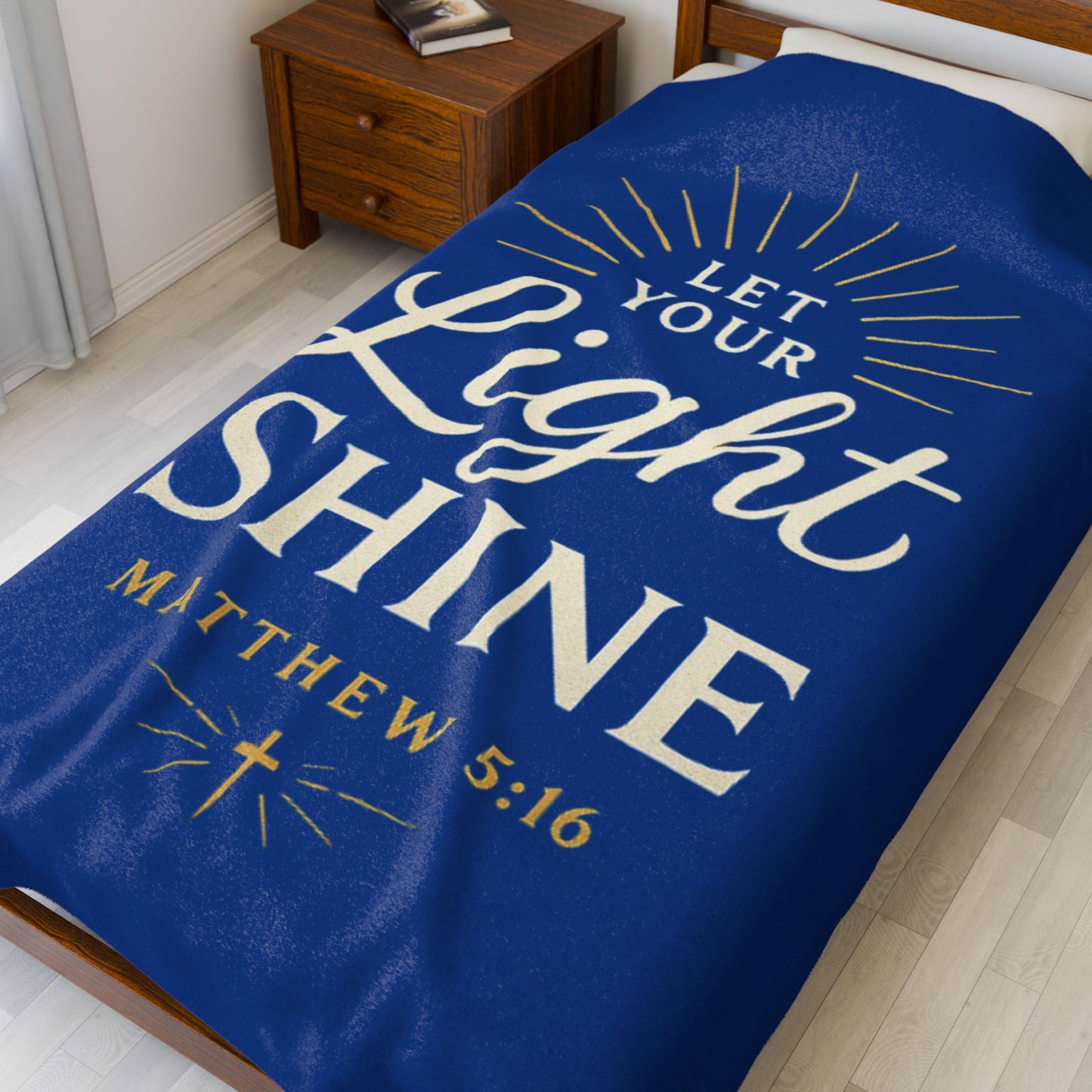 Inspirational Velveteen Plush Blanket - Light Shine Bible Verse