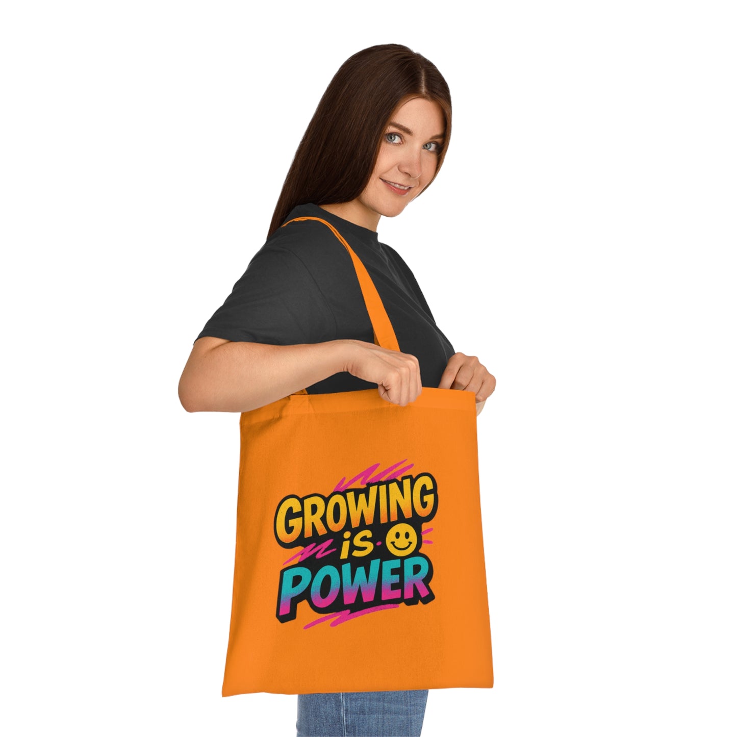 Empowering Cotton Tote Bag - "Growing is Power" - Eco-Friendly, Reusable, Gift for Students, Motivational, Everyday Use
