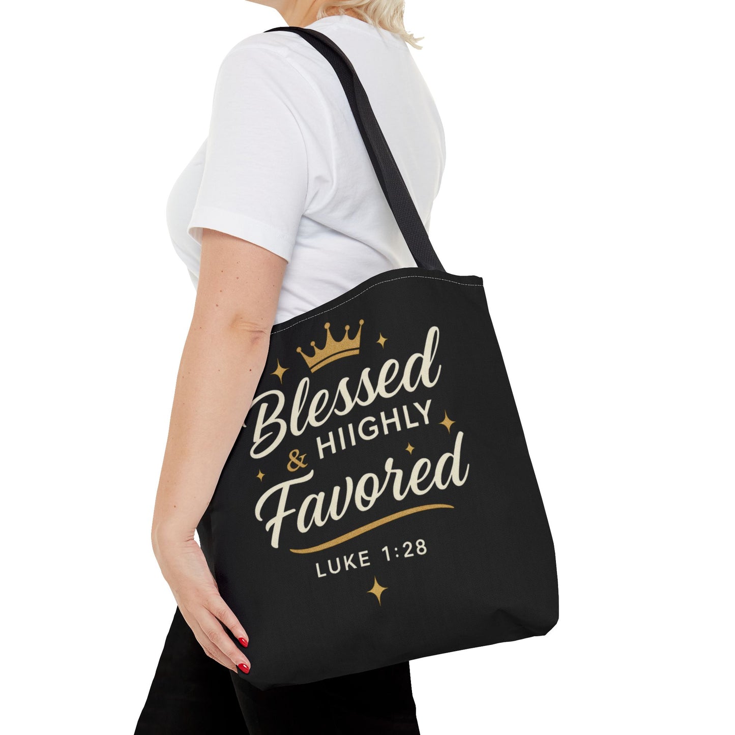 Blessed & Highly Favored Tote Bag | Inspirational Gift | Church Events | Christian Tote | Motivational Bag | Faith-Based Accessory