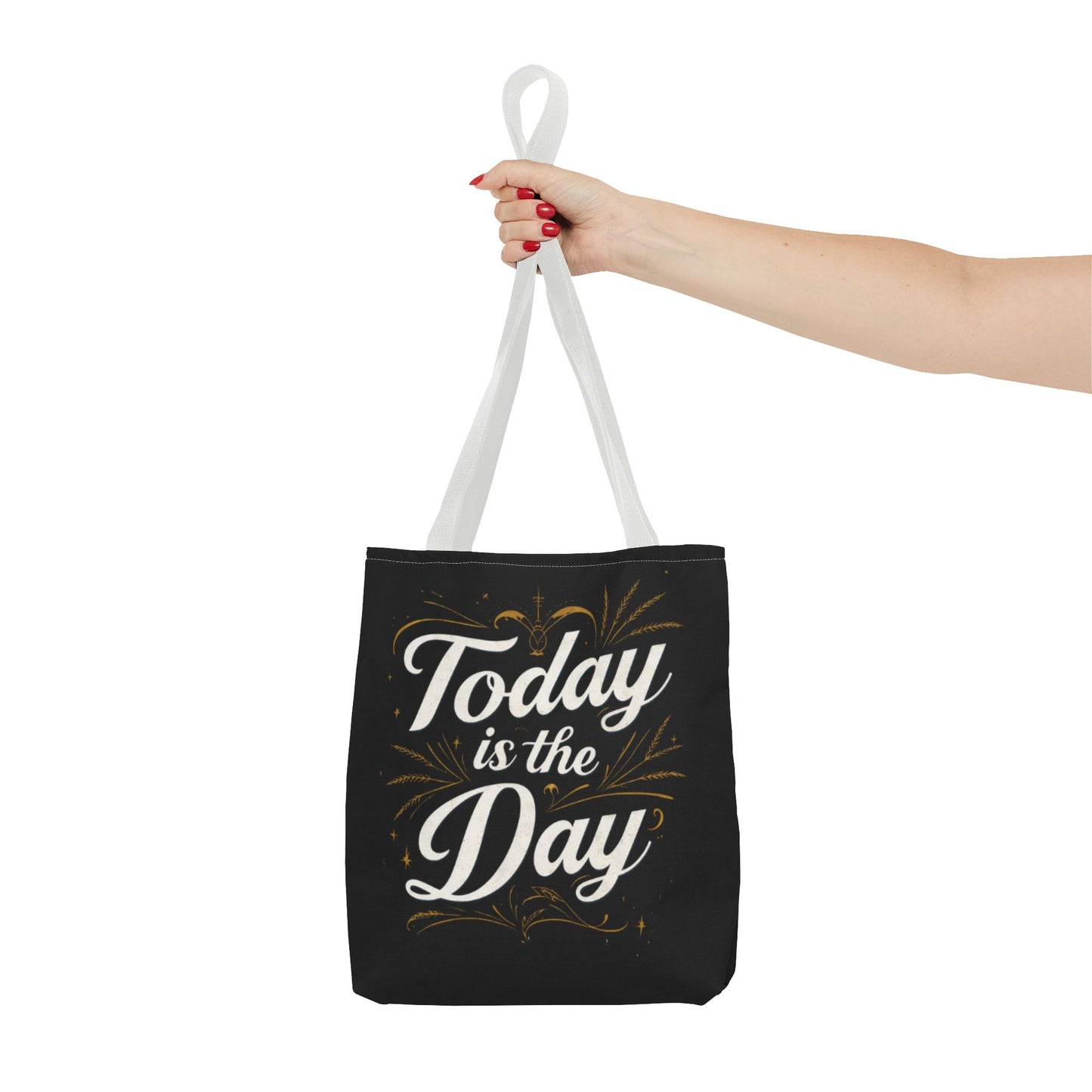 Today Is the Day tote bag | Hand-lettered script, charcoal motivational design