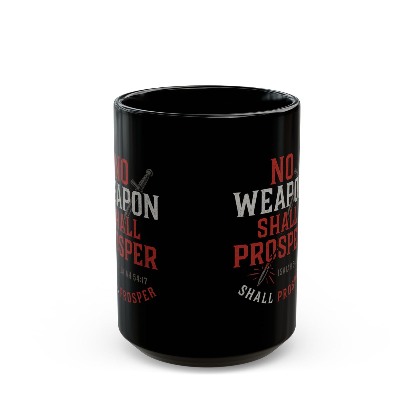Faith Forward Statement Mug | Black Ceramic Coffee Cup, Bold Red & White Typography