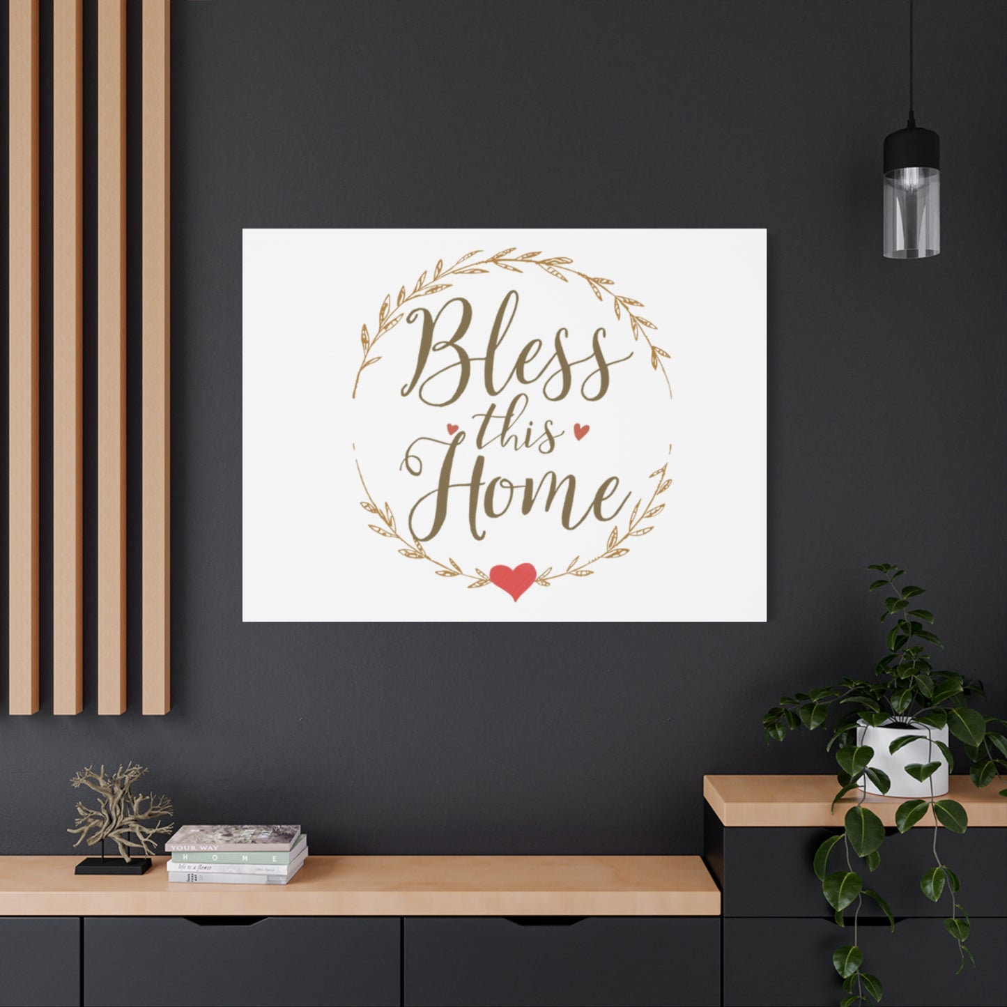 Bless This Home laurel wreath wall art Canvas | Matte Stretched 1.25"