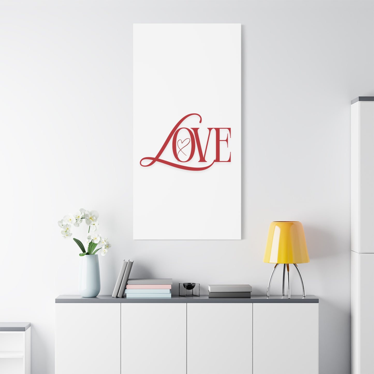 Red Script LOVE with Heart Canvas