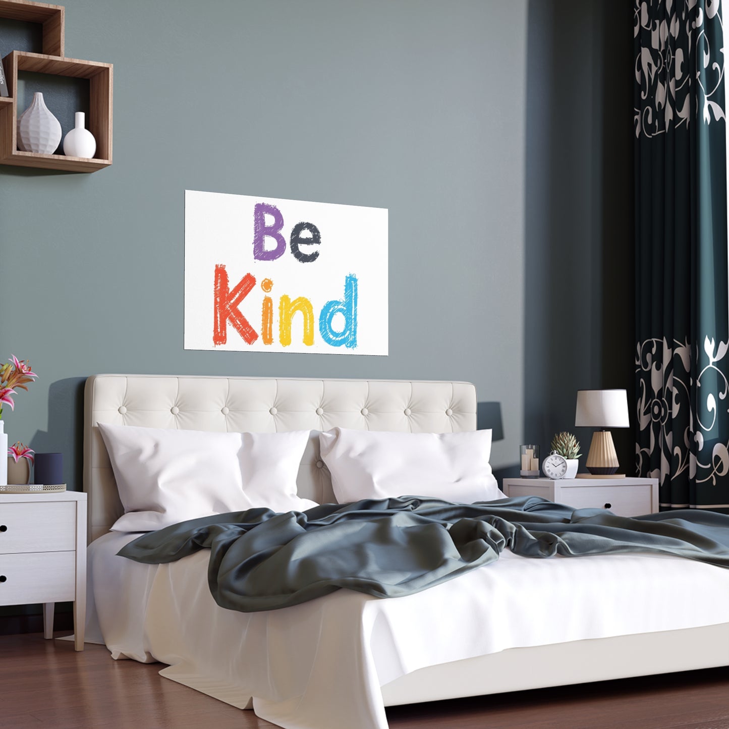 Be Kind colorful typography Poster | Silk Wall Art