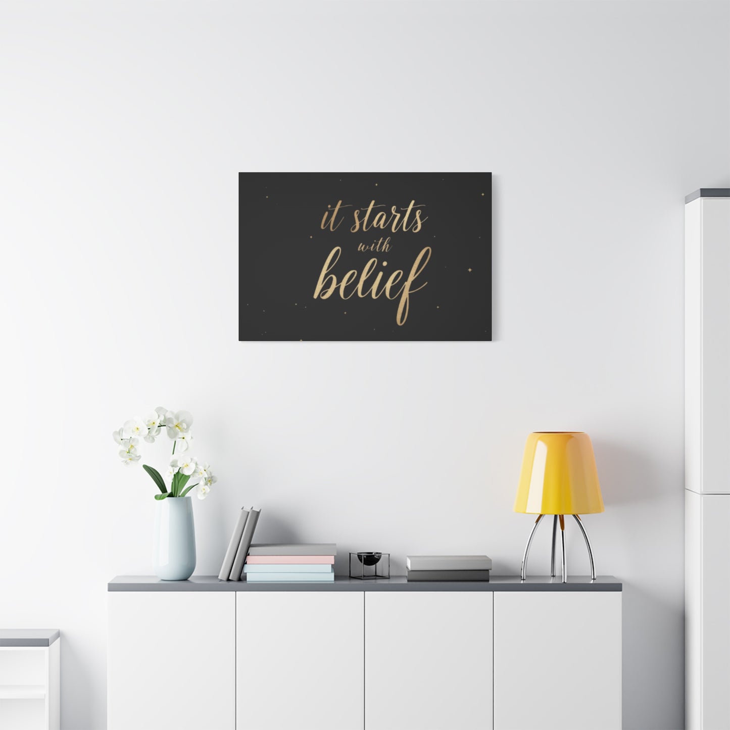 It Starts With Belief Canvas | Inspirational Wall Art, Matte Stretched Canvas