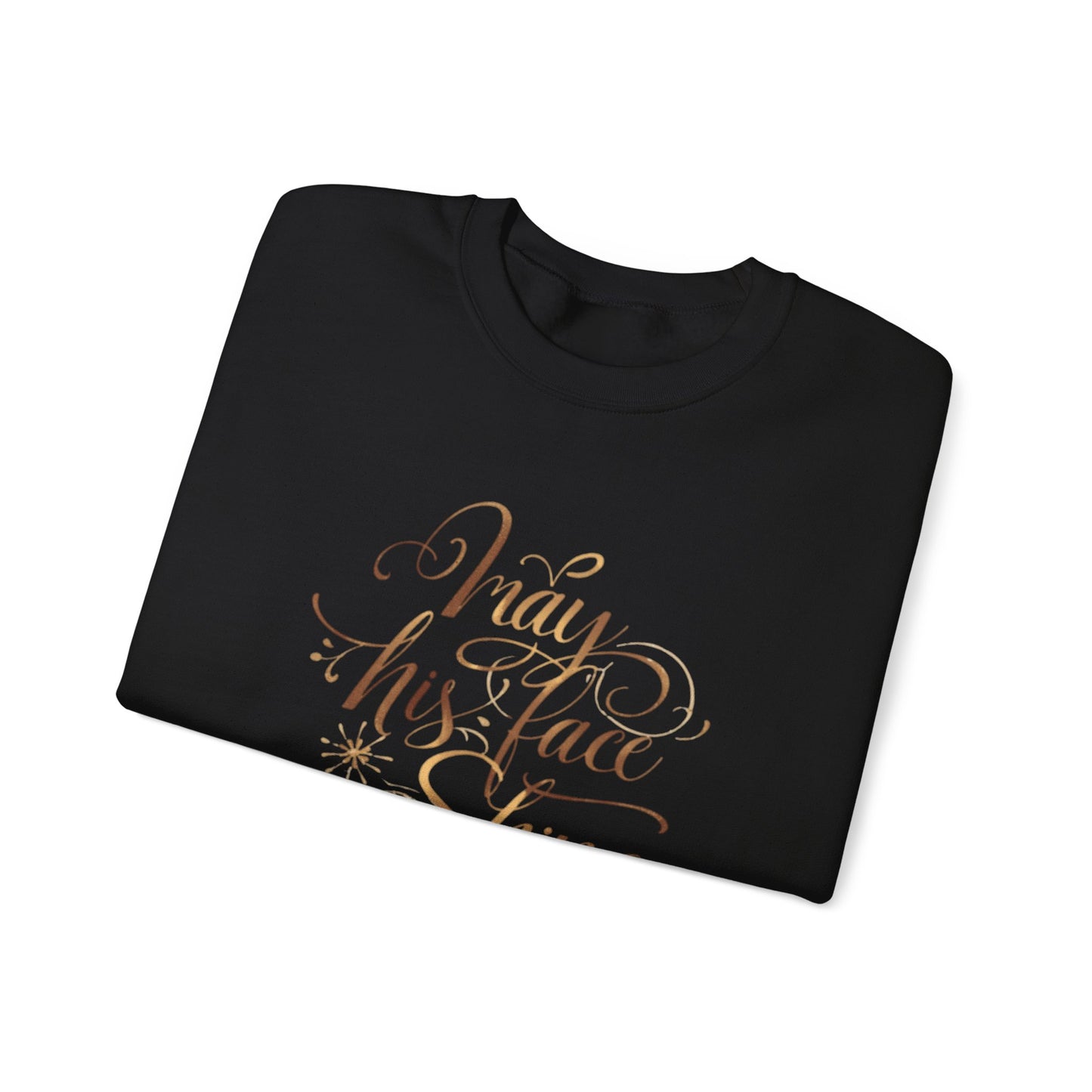 May His Face Shine Upon You Crewneck Sweatshirt | Faith Blessing Script