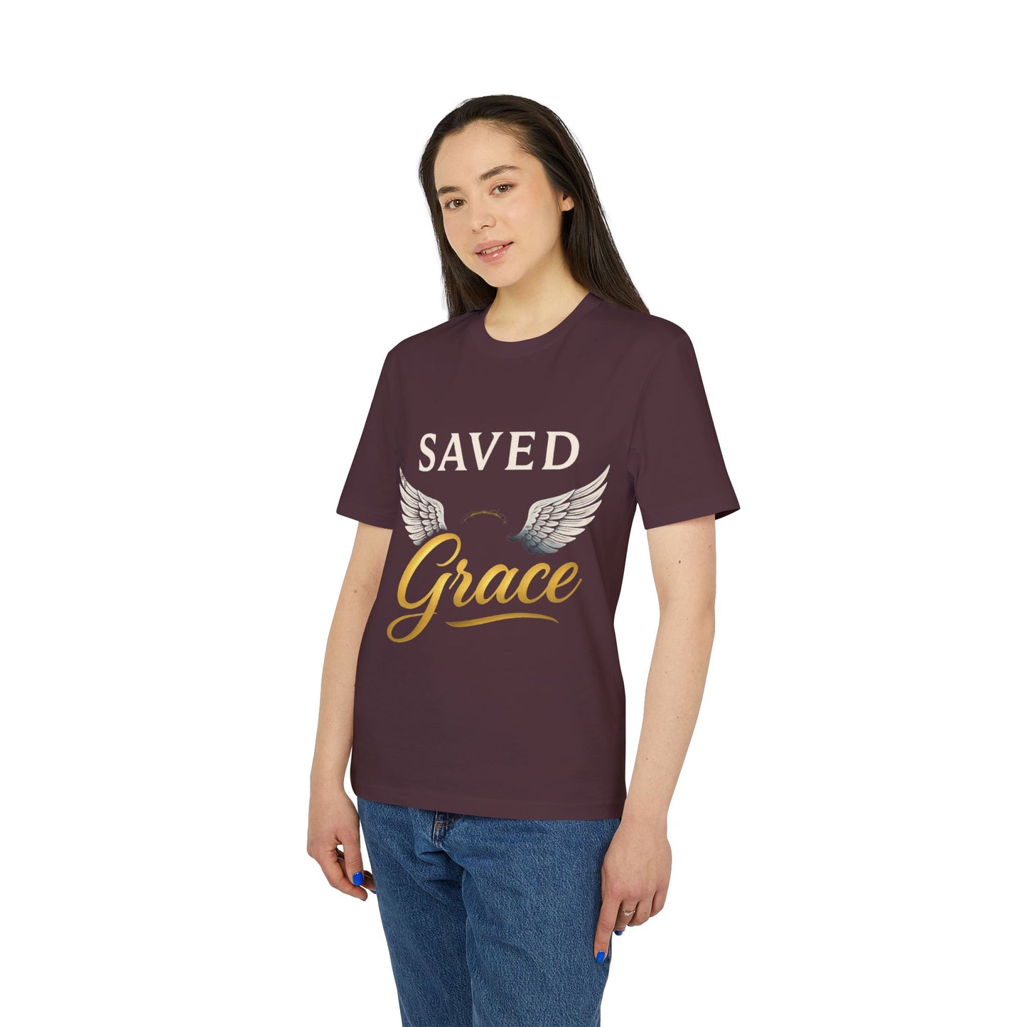 Faith Graphic T-Shirt - Saved Grace with Wings - Christian Gift