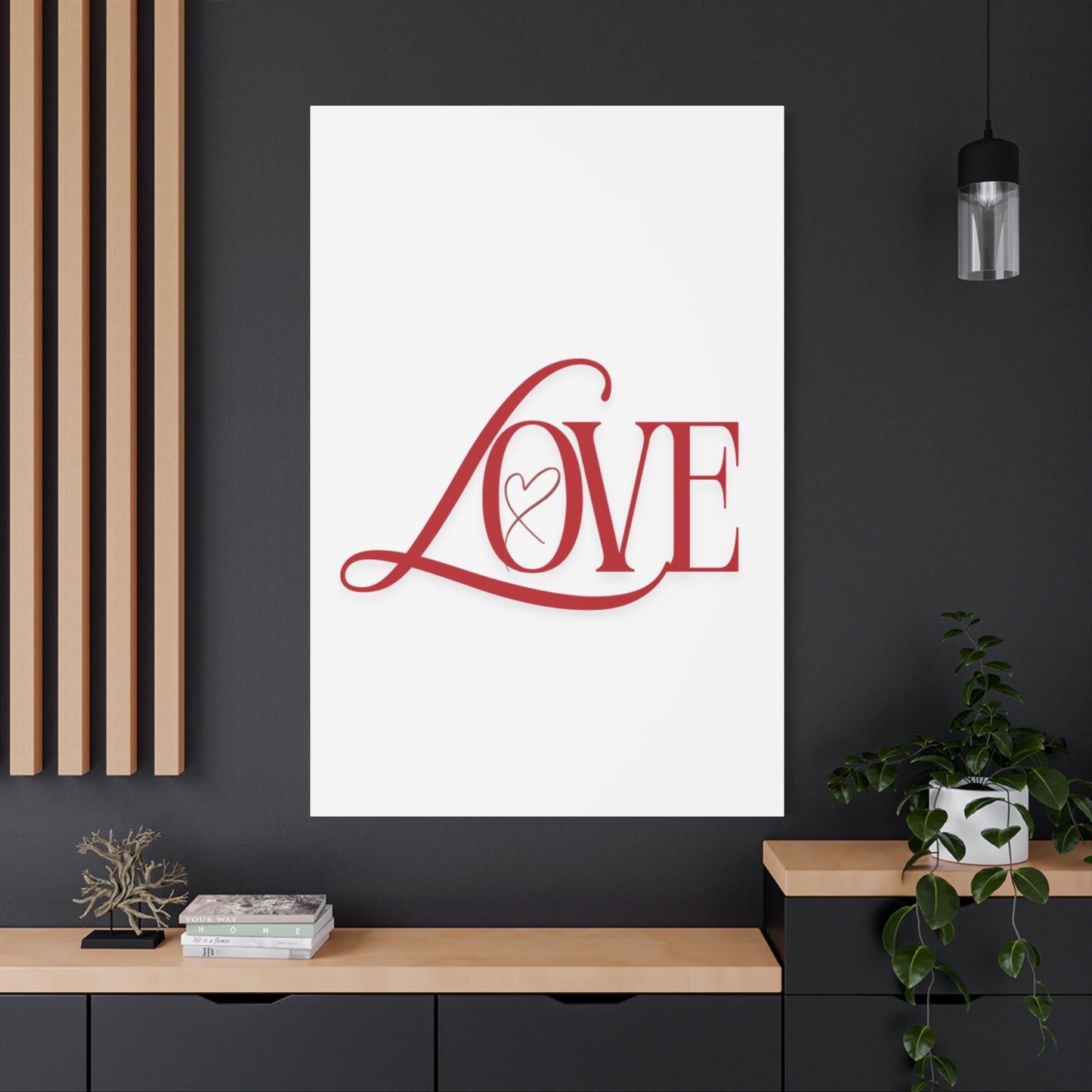 Red Script LOVE with Heart Canvas