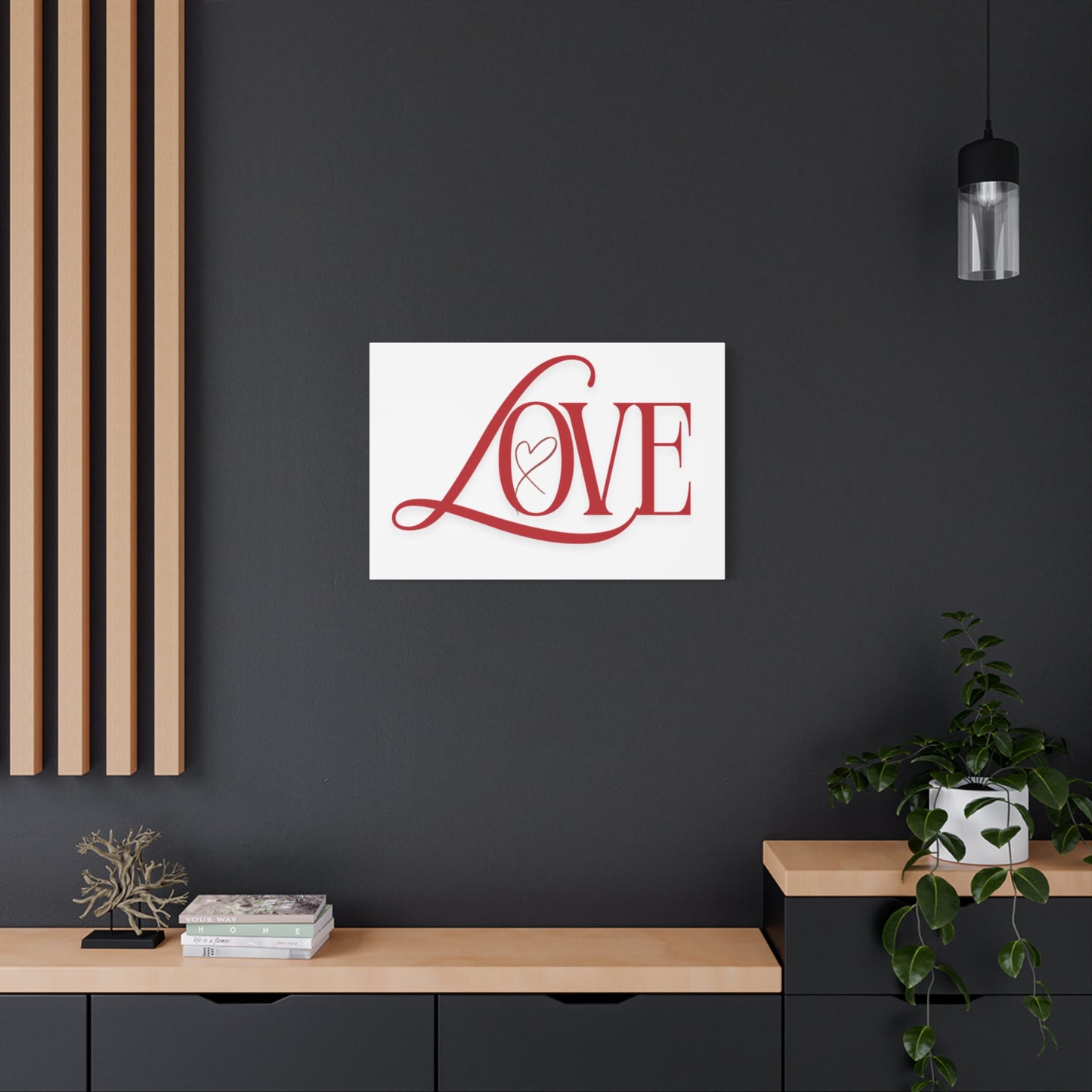 Red Script LOVE with Heart Canvas